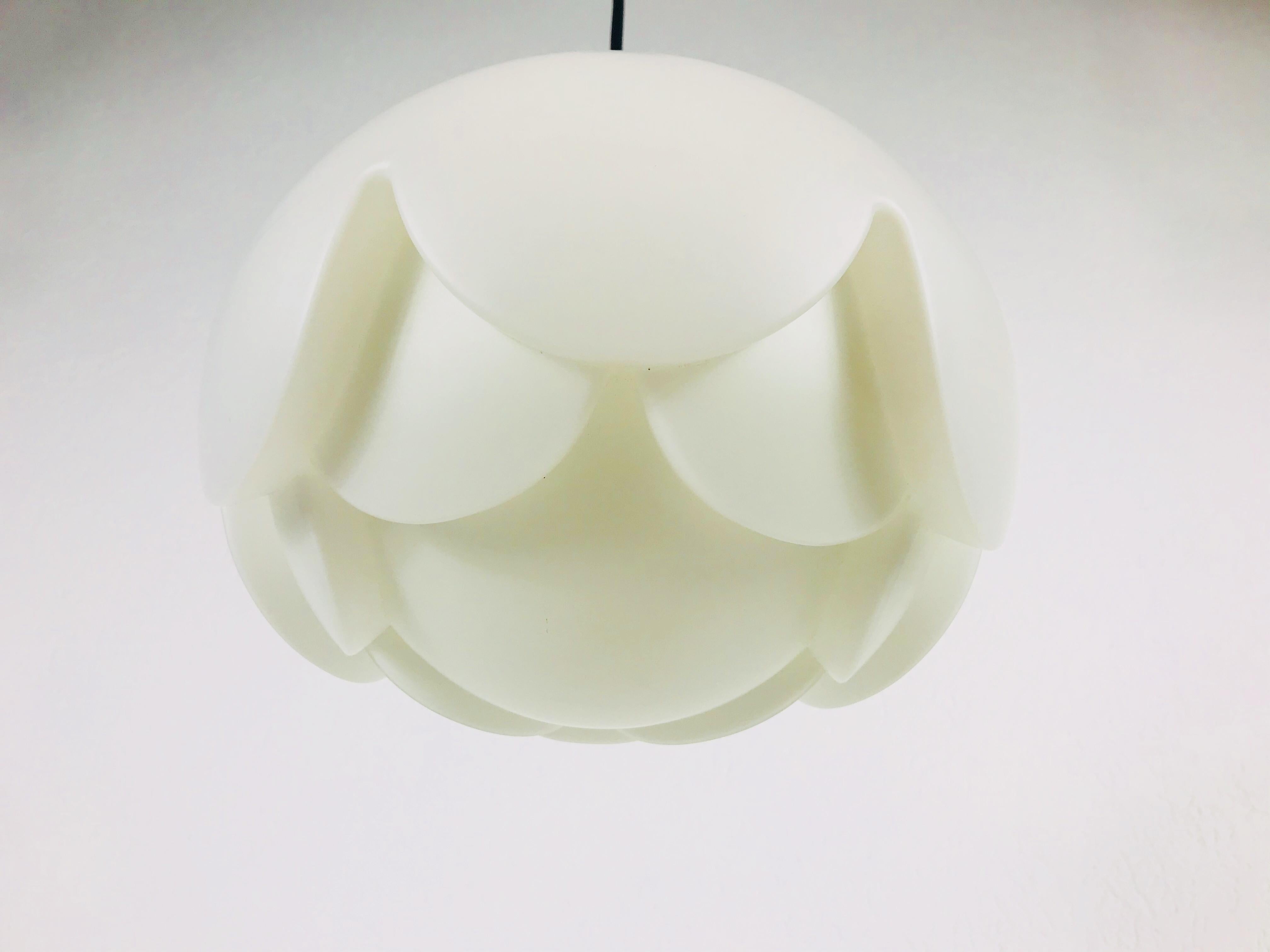 Artichoke White Opal Hanging Lamp by Peill and Putzler, 1970s, Germany For Sale 1