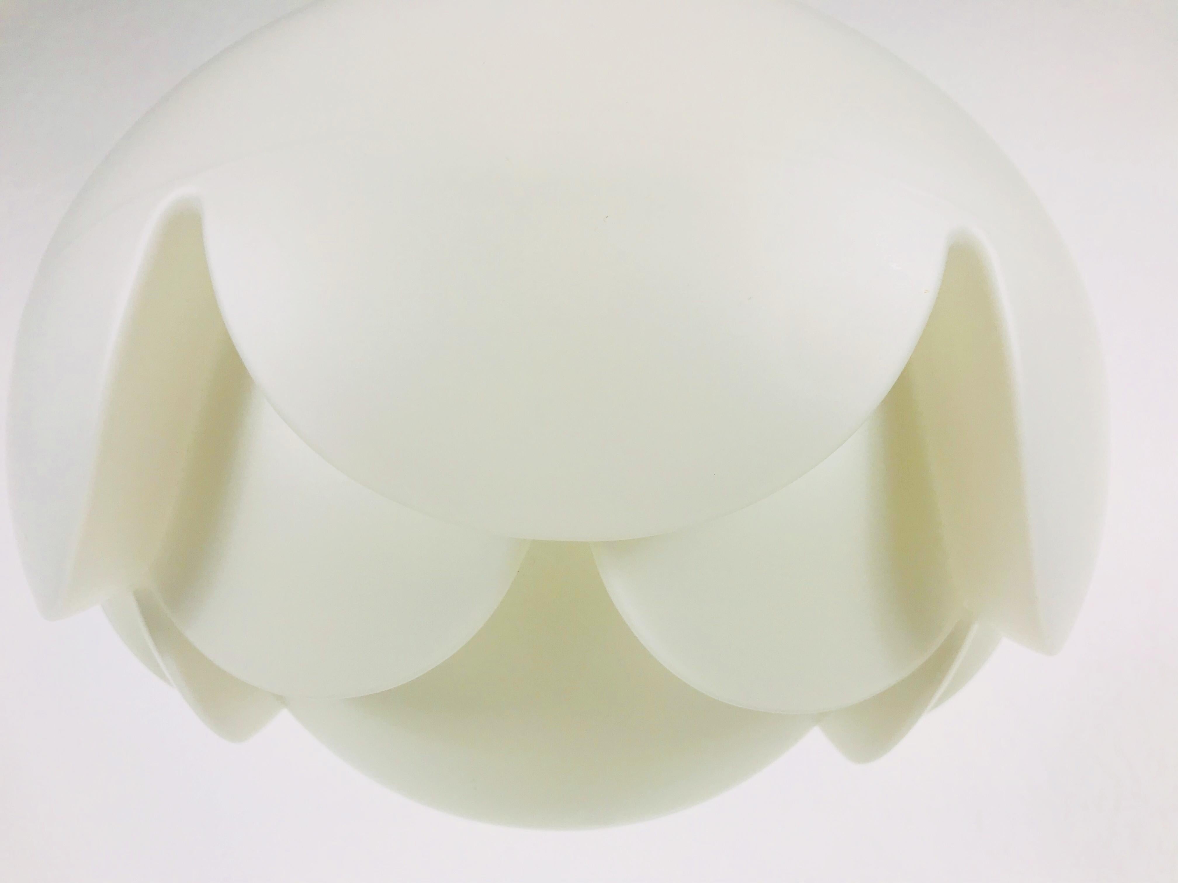 Artichoke White Opal Hanging Lamp by Peill and Putzler, 1970s, Germany For Sale 2