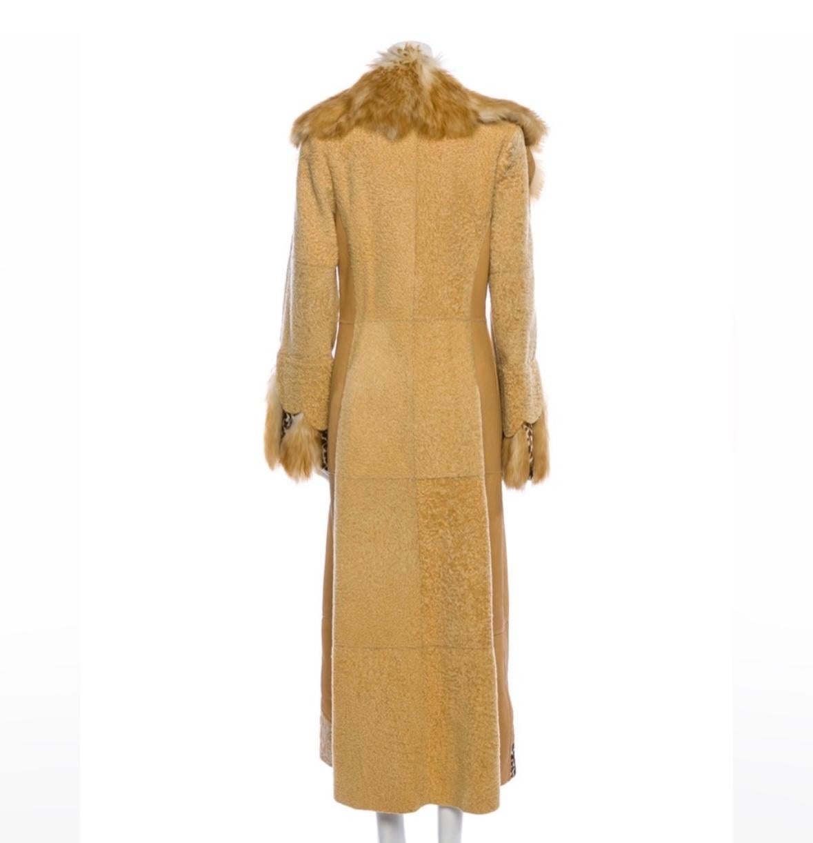 Artico shearling leather long coat In Excellent Condition For Sale In North Miami, FL