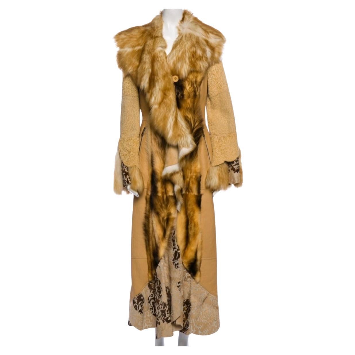 Artico shearling leather long coat For Sale