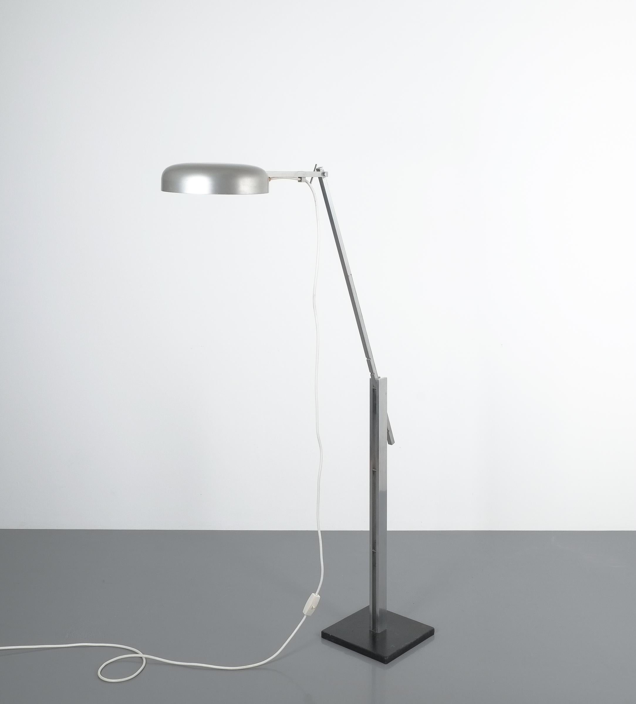 Articulate Aluminum Floor Lamp by Schliephacke for Mewa, circa 1955 In Good Condition In Vienna, AT
