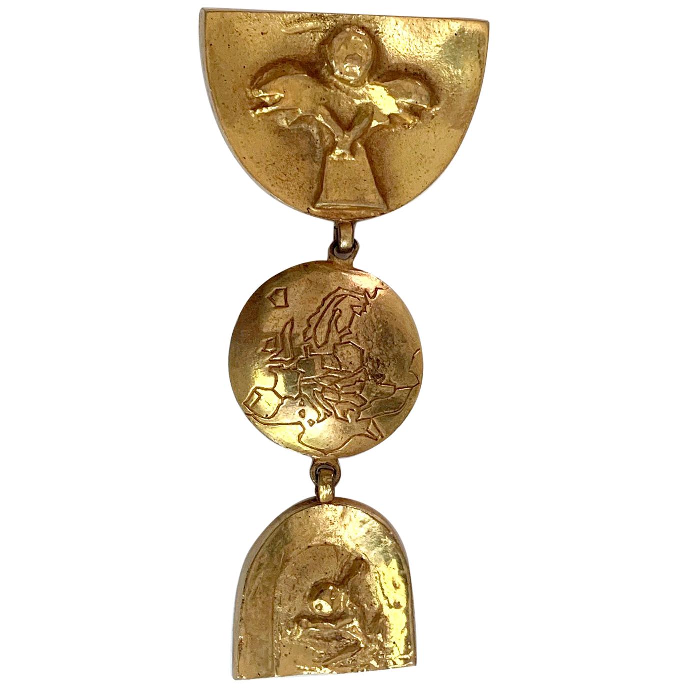 Spilla articolata in bronzo "Pergatoire" di Line Vautrin