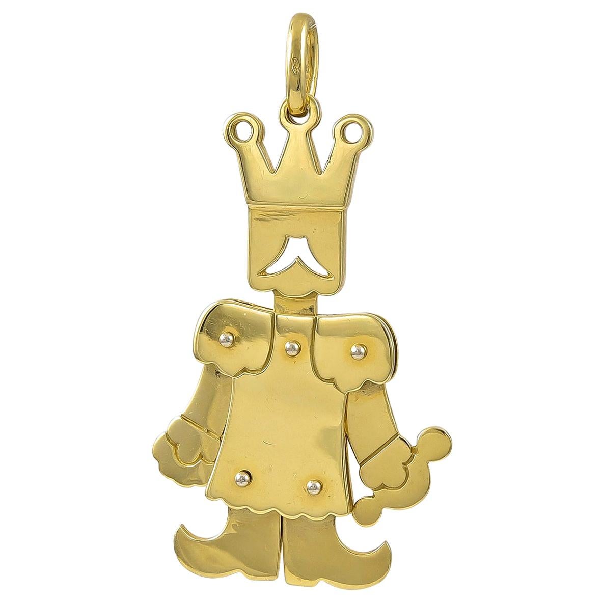 Articulated 18 Karat Gold King or Jester Pendant by Pomellato of Milan For Sale