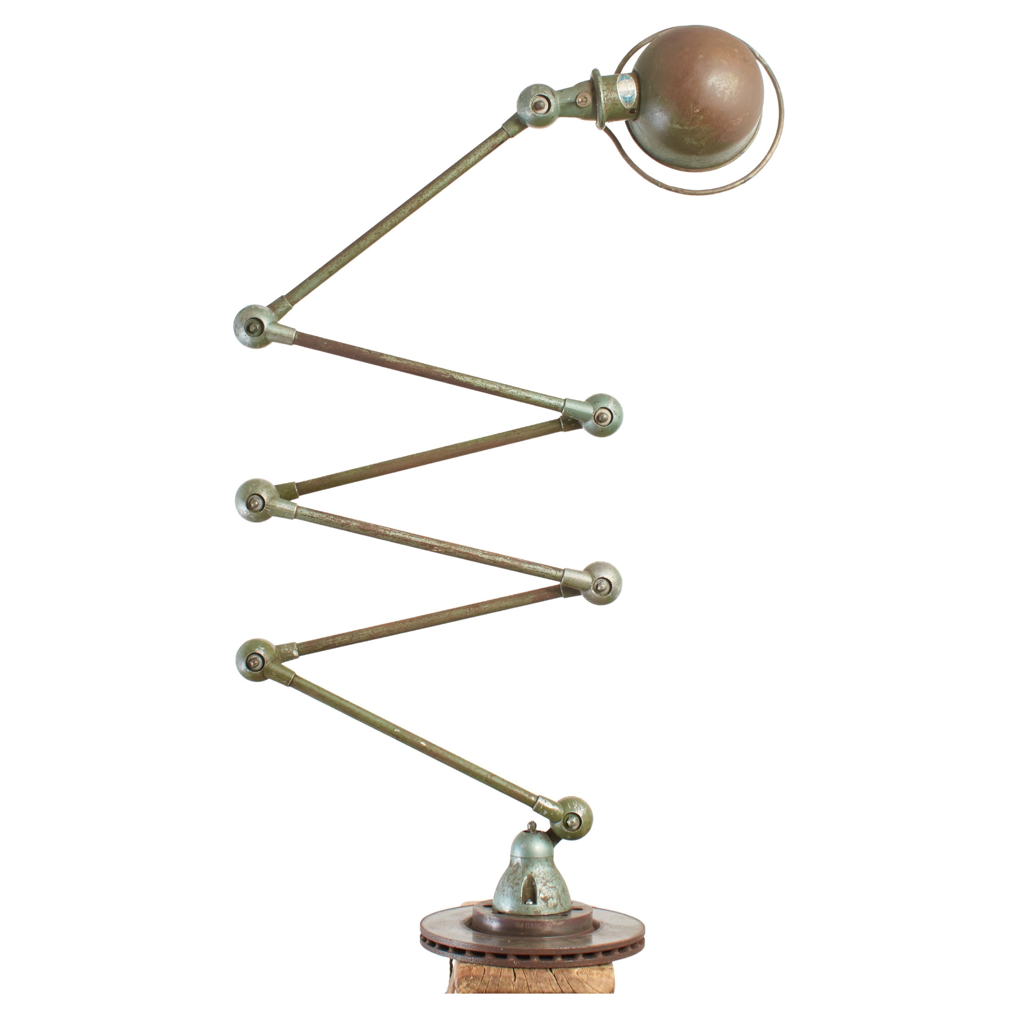 Lámpara de pie articulada de 6 brazos Antique Vintage Industrial French Jielde Light