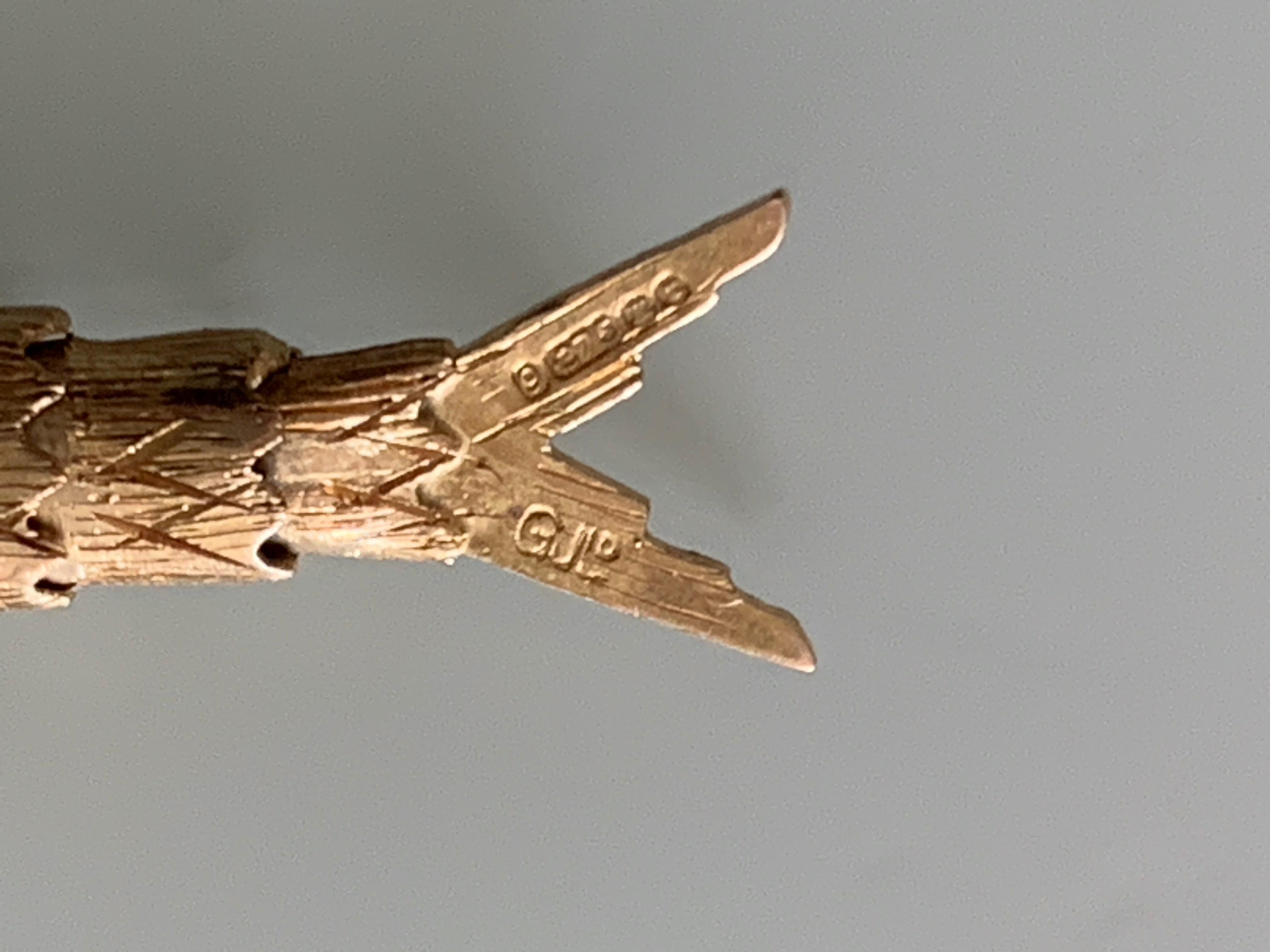 Pendentif poisson articulé en or 9ct par Georg Jensen Unisexe en vente