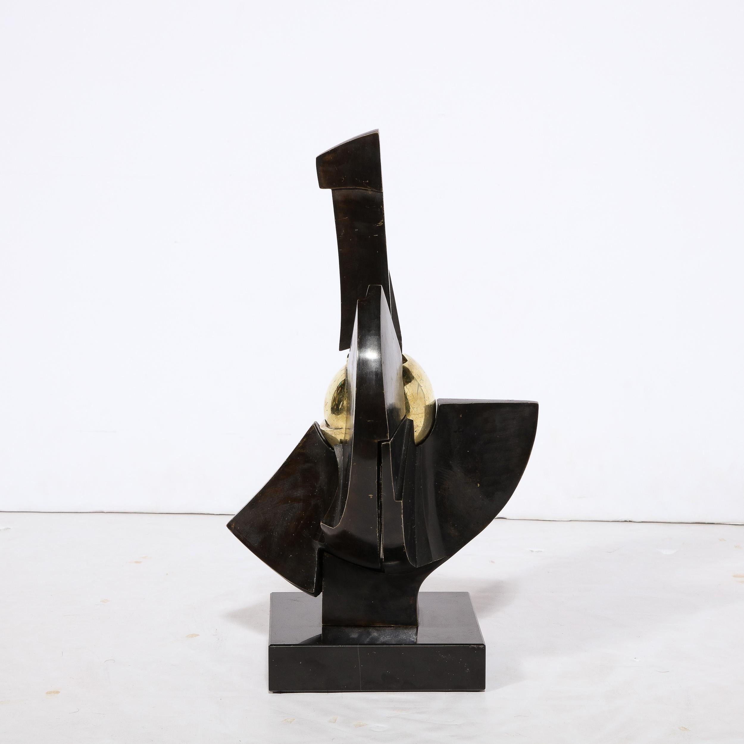 French Articulated Abstract Composition in Double Patina Bronze by Paul Gonez 1 of 8