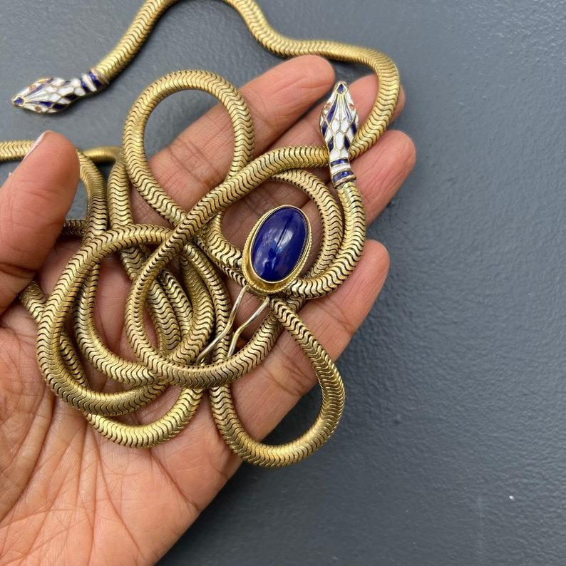 Collana a serpente articolata Art Deco Cintura Rolle Oro  Smalto in vendita 1