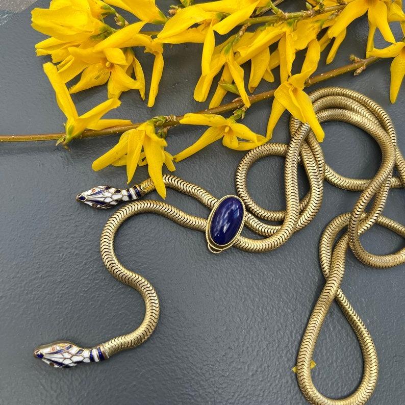 Collana a serpente articolata Art Deco Cintura Rolle Oro  Smalto in vendita 2
