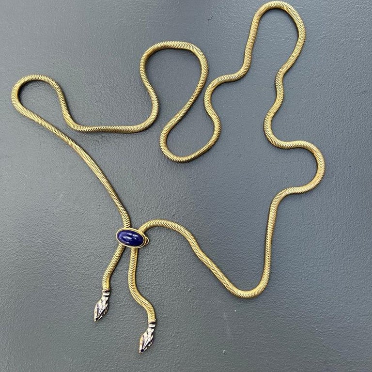 Articulated Art Deco Snake Necklace Belt Rolled Gold Enamel  display picture 2