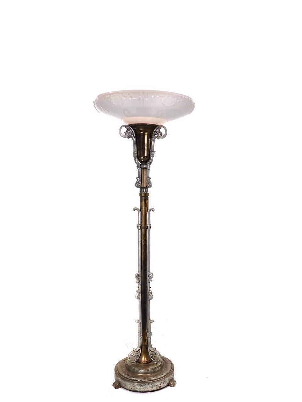 20th Century Articulated Art Deco Torchiere Lamp