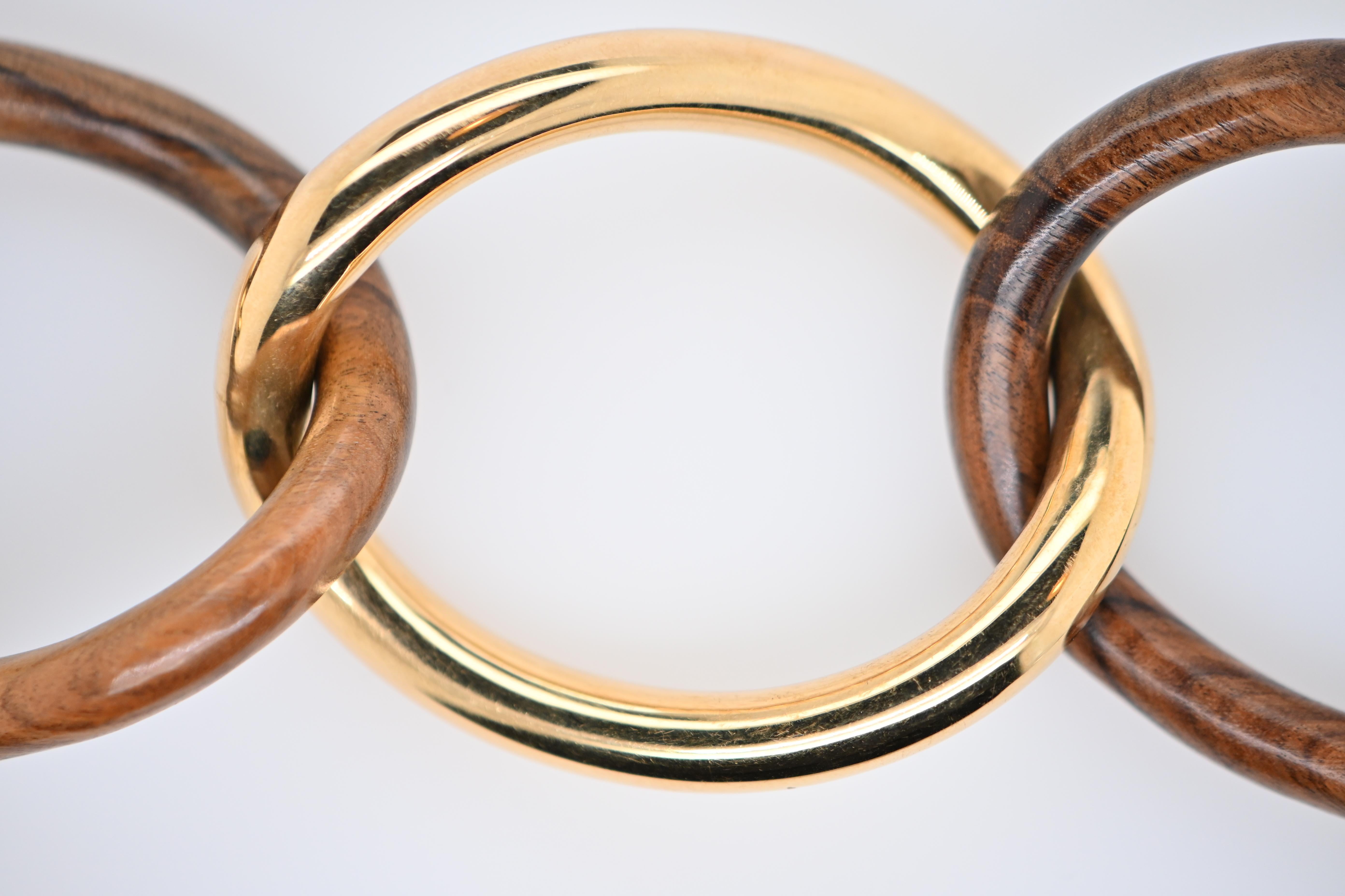 Articulated Bracelet Ebony Wood Yellow Gold 18 Karat In New Condition In Vannes, FR
