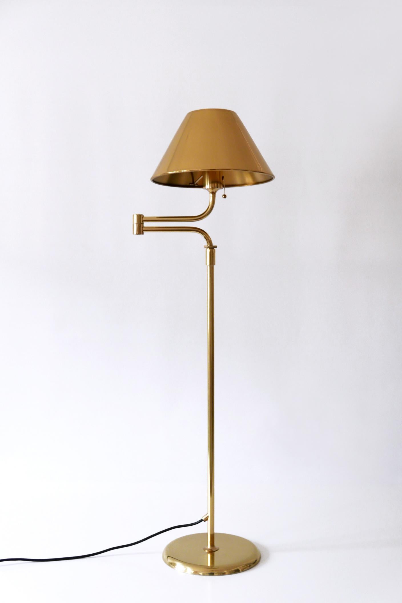 Articulated Brass Floor Lamp or Reading Light by Florian Schulz 1980s Germany 3