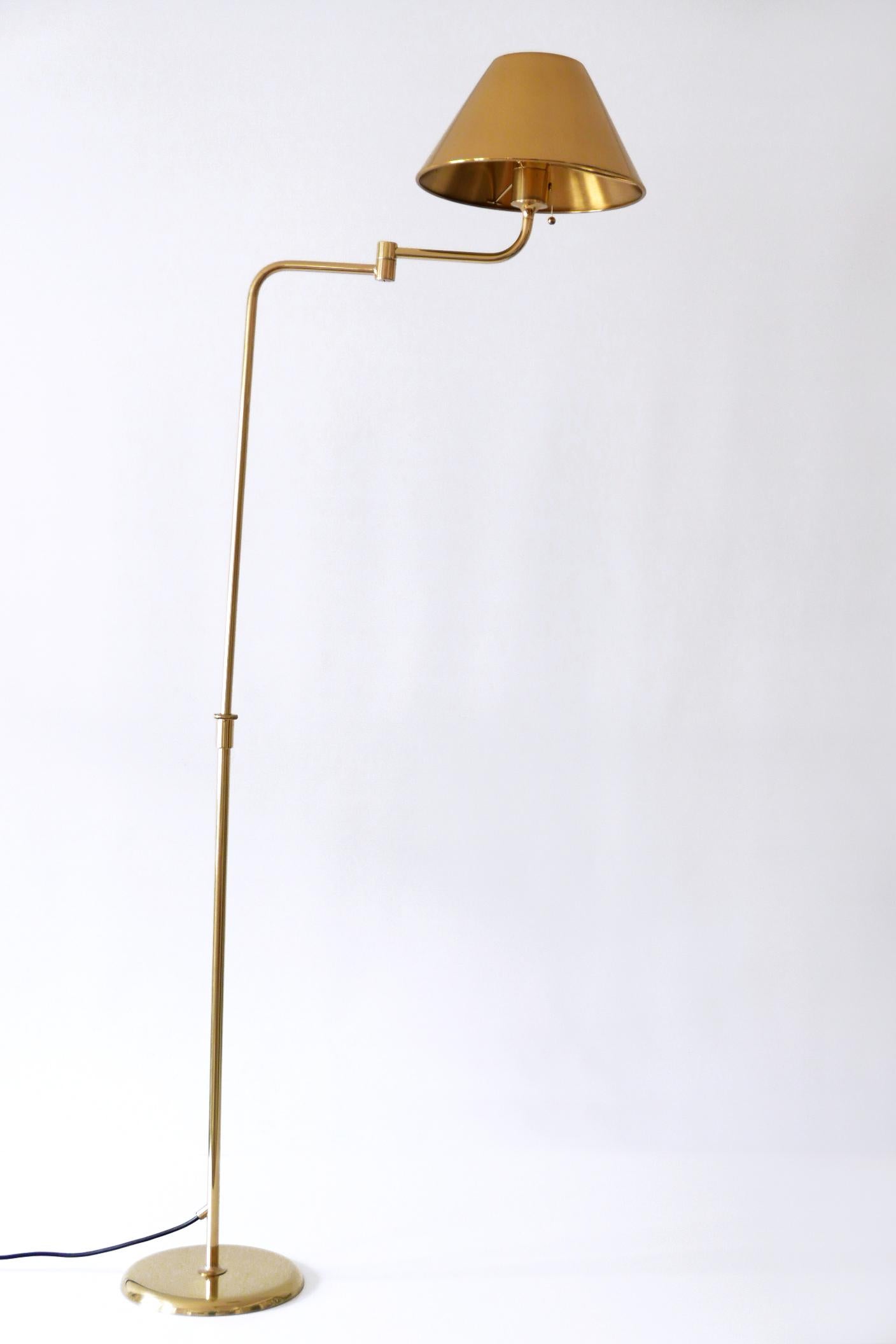 Articulated Brass Floor Lamp or Reading Light by Florian Schulz 1980s Germany 4