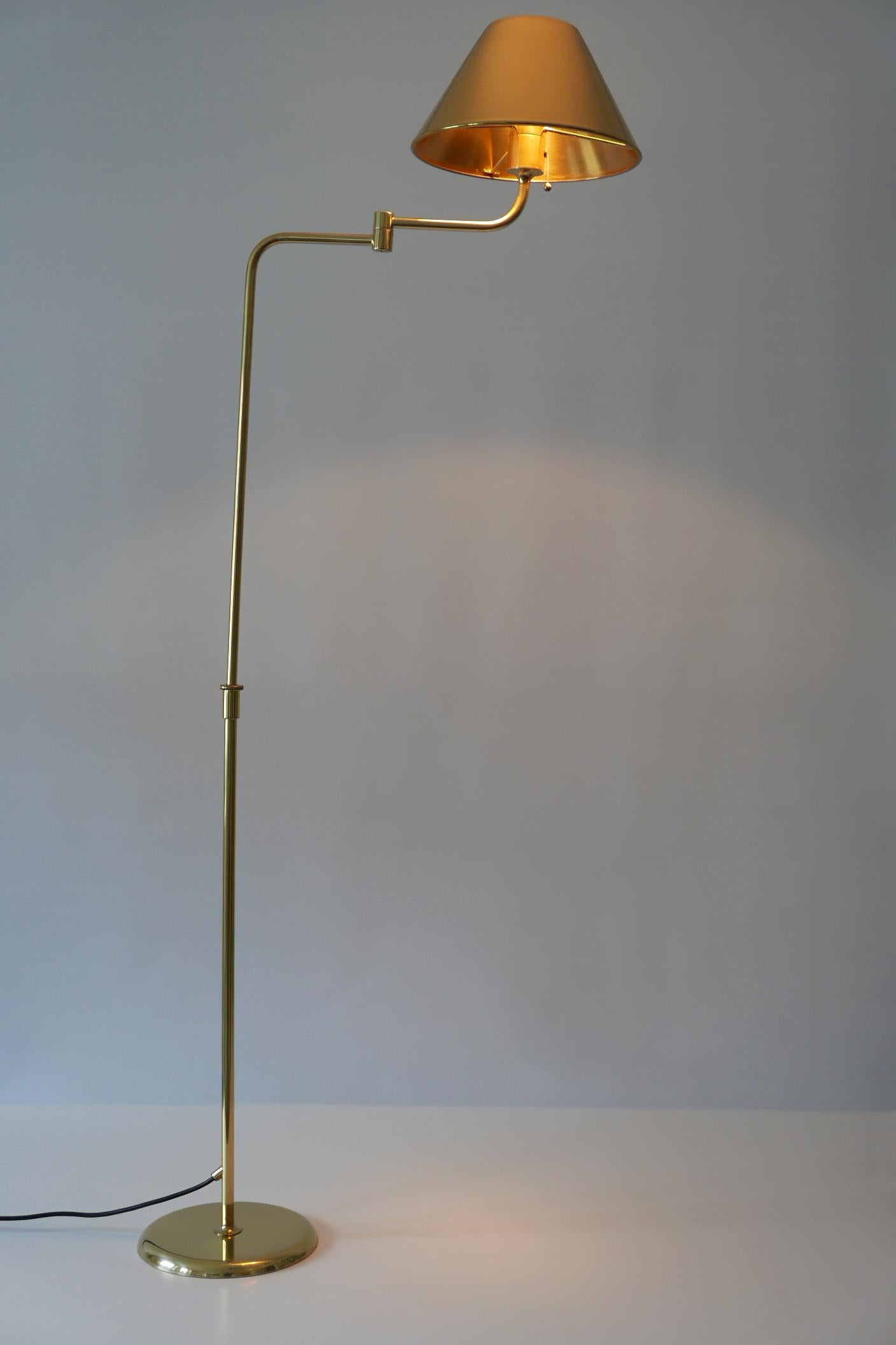Articulated Brass Floor Lamp or Reading Light by Florian Schulz 1980s Germany 5