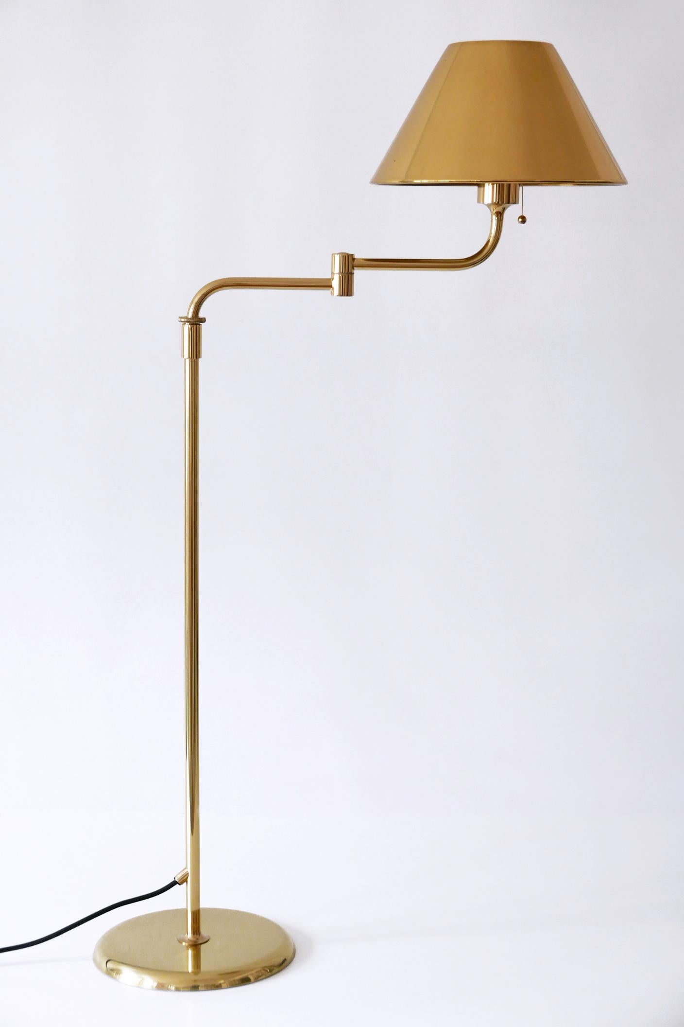 Articulated Brass Floor Lamp or Reading Light by Florian Schulz 1980s Germany 6