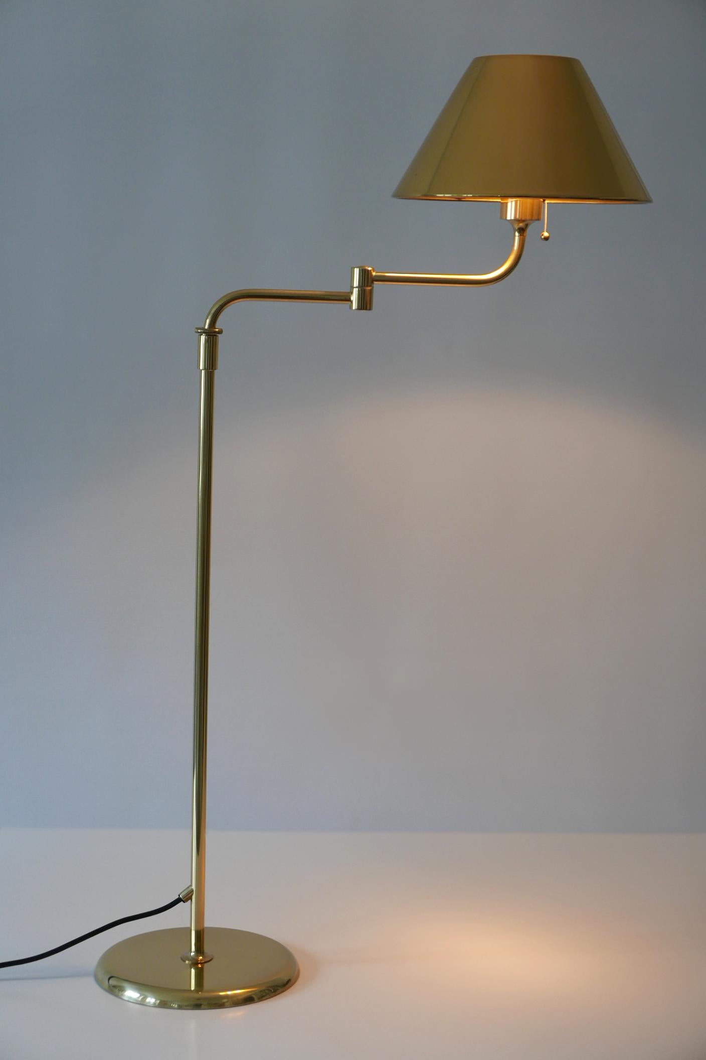 Articulated Brass Floor Lamp or Reading Light by Florian Schulz 1980s Germany 7