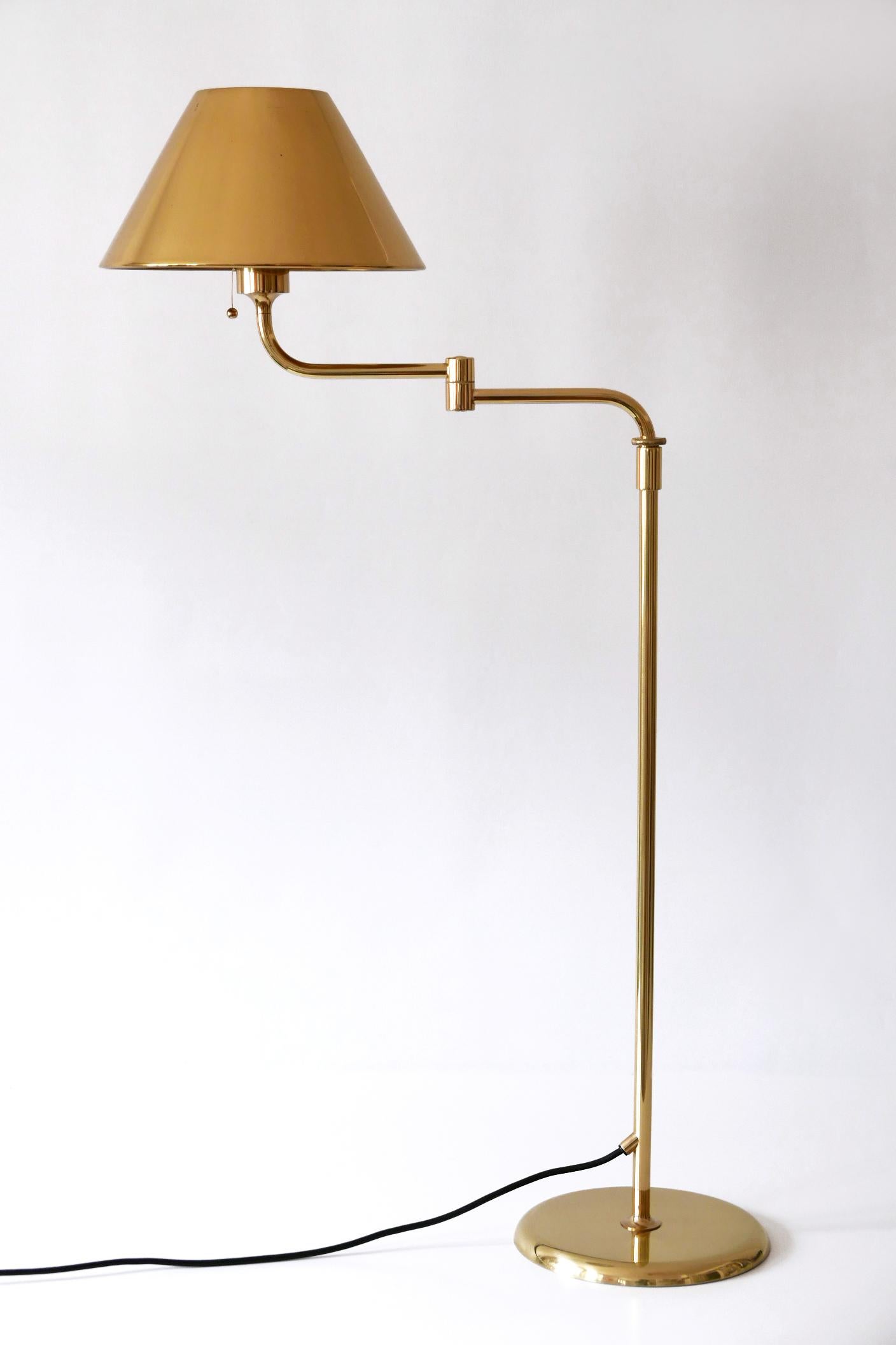 Articulated Brass Floor Lamp or Reading Light by Florian Schulz 1980s Germany 8