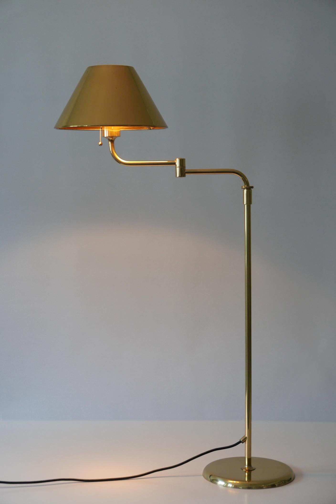 Articulated Brass Floor Lamp or Reading Light by Florian Schulz 1980s Germany 9