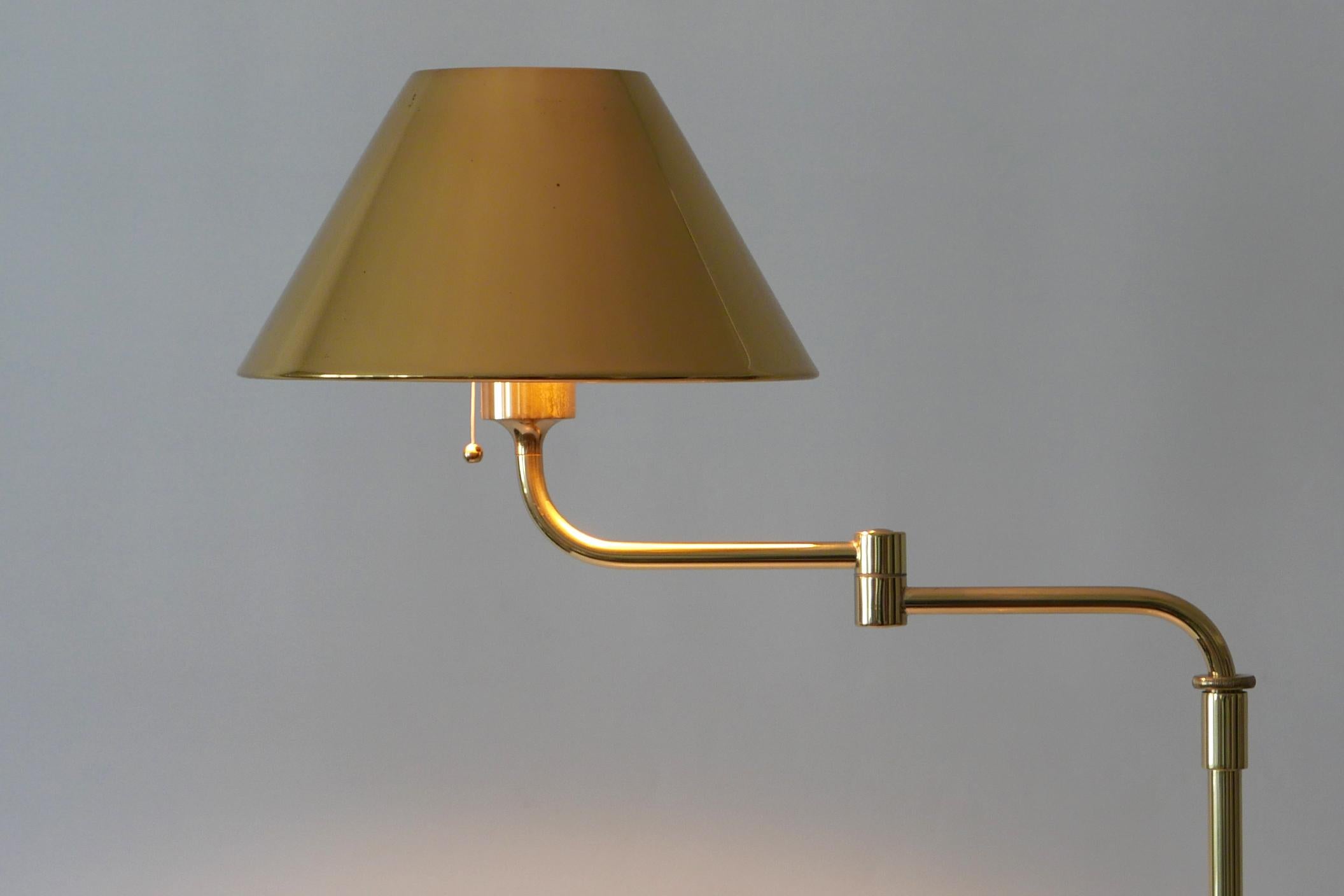 Articulated Brass Floor Lamp or Reading Light by Florian Schulz 1980s Germany 10