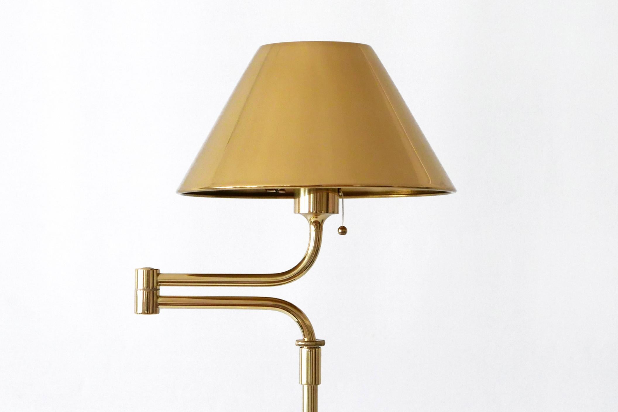 Articulated Brass Floor Lamp or Reading Light by Florian Schulz 1980s Germany 11