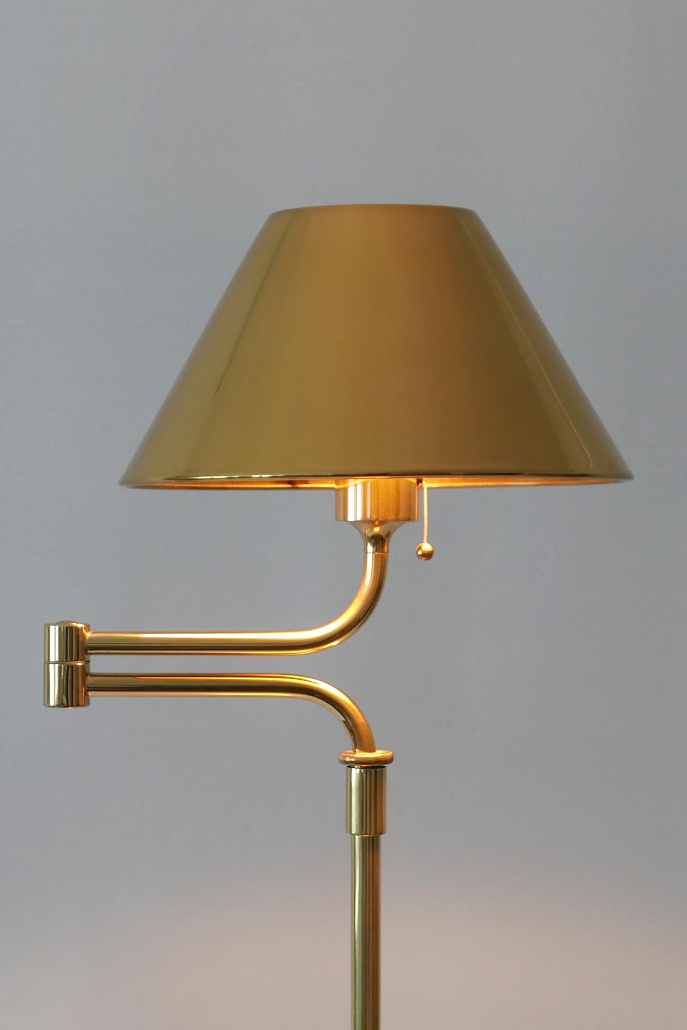 Articulated Brass Floor Lamp or Reading Light by Florian Schulz 1980s Germany 12