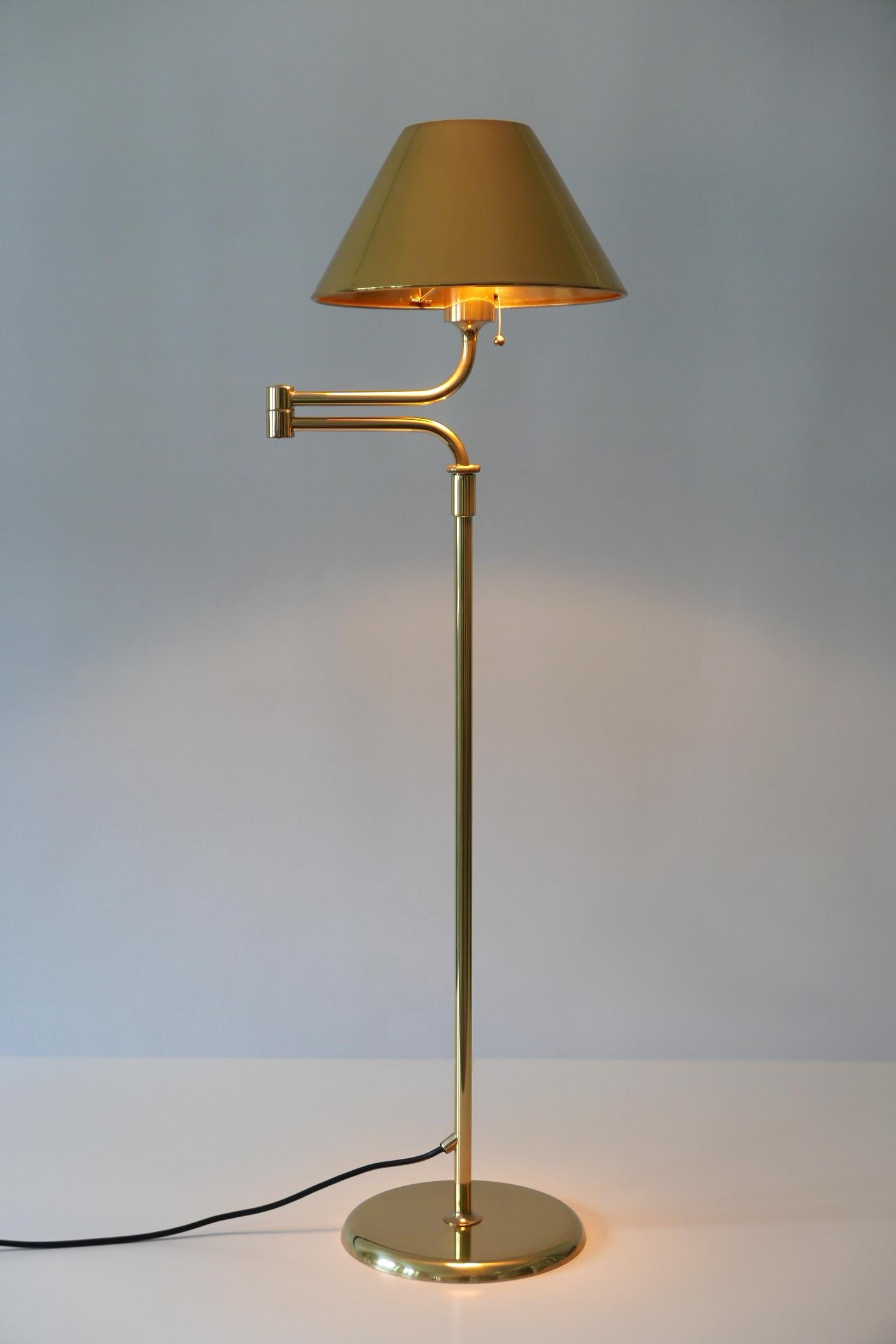 Late 20th Century Articulated Brass Floor Lamp or Reading Light by Florian Schulz 1980s Germany