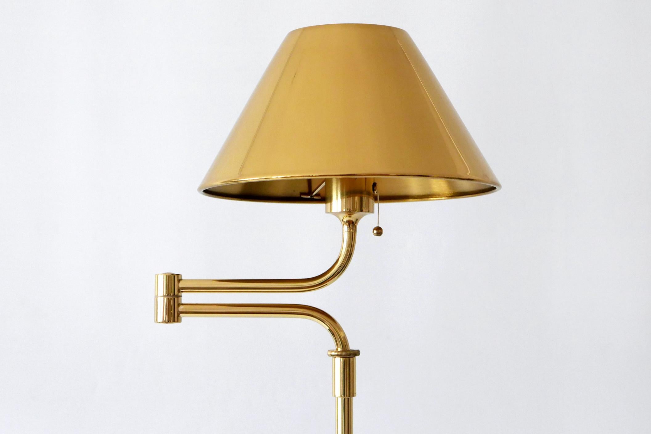Articulated Brass Floor Lamp or Reading Light by Florian Schulz 1980s Germany 1