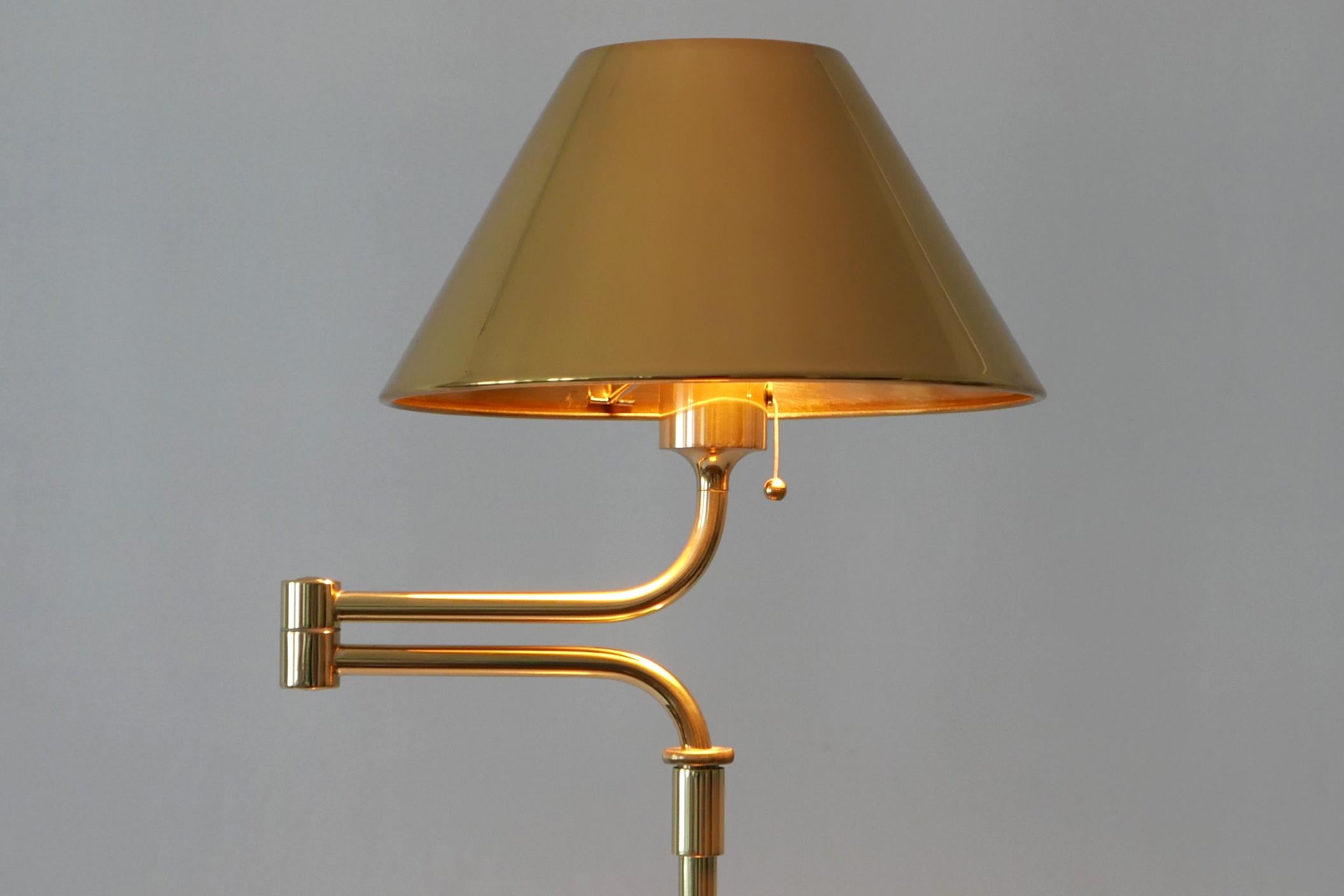 Articulated Brass Floor Lamp or Reading Light by Florian Schulz 1980s Germany 2
