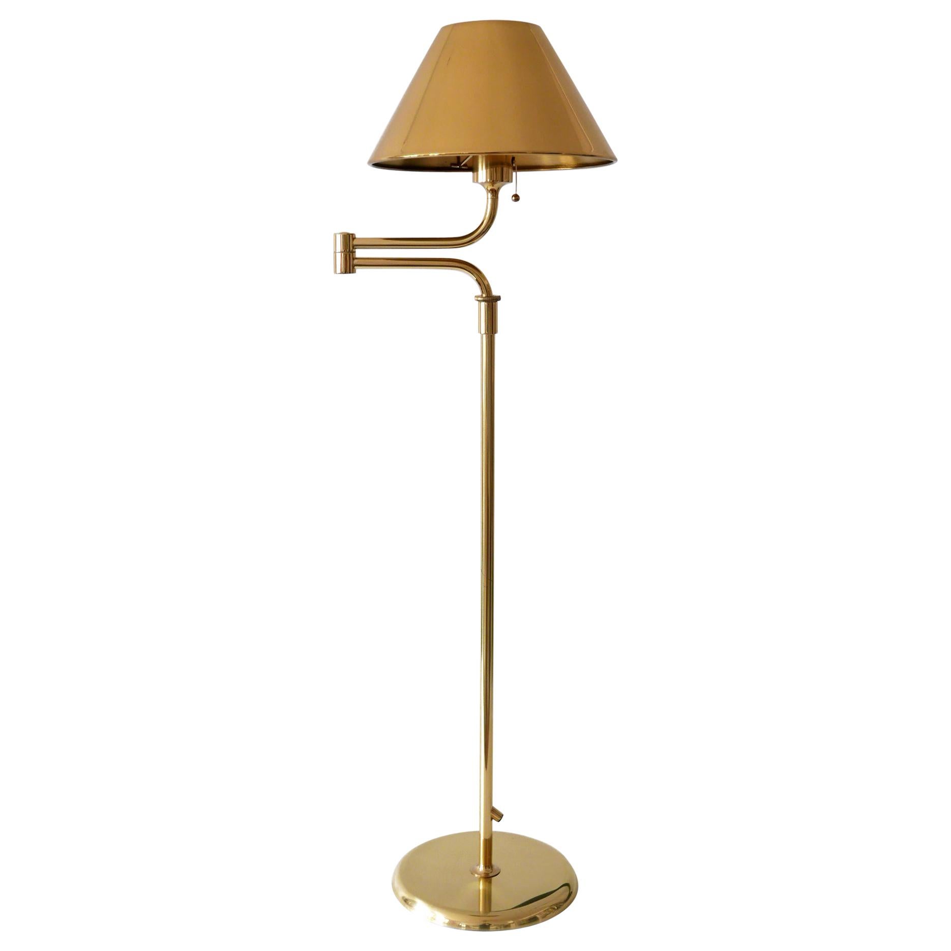Articulated Brass Floor Lamp or Reading Light by Florian Schulz 1980s Germany