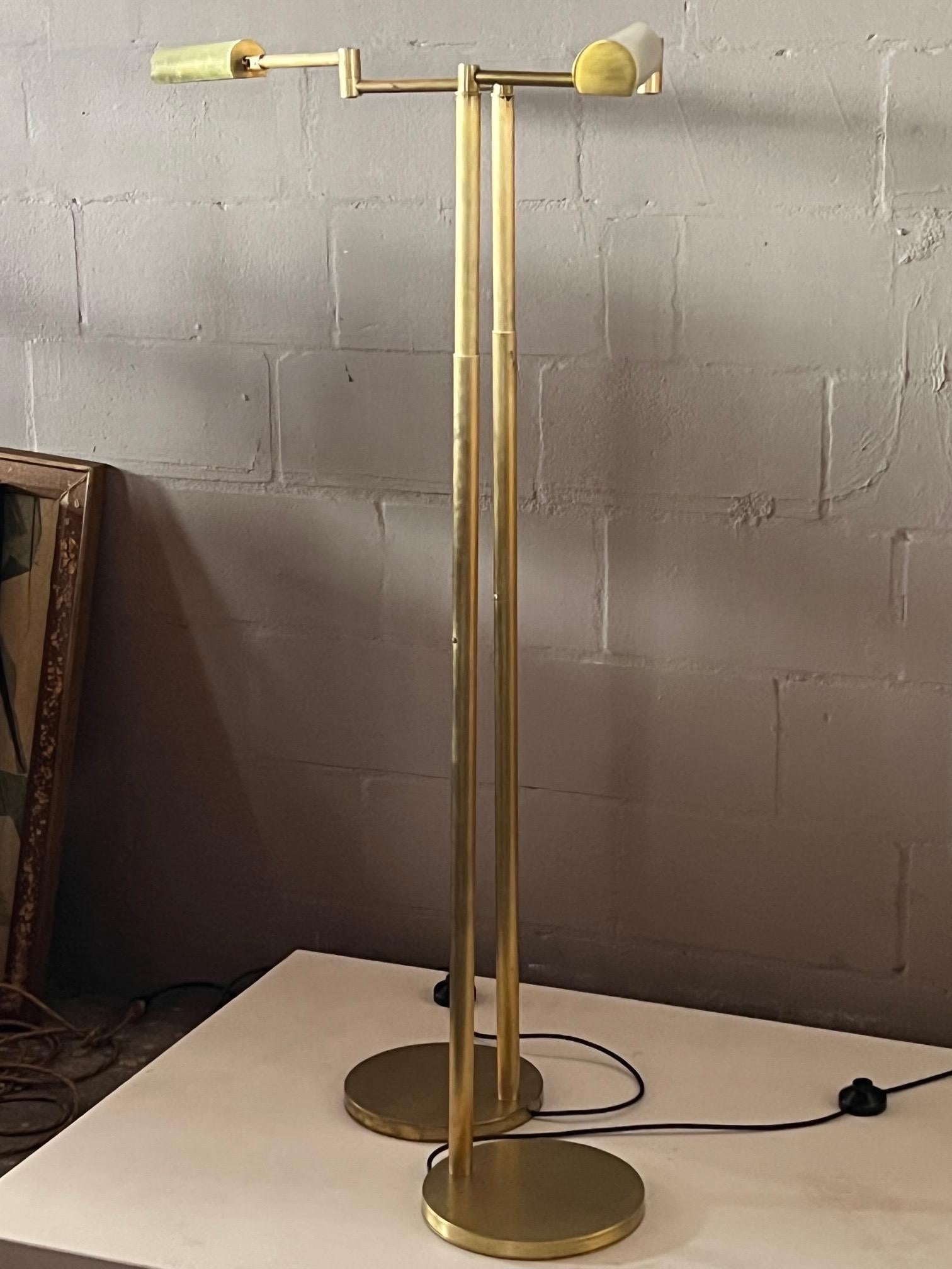 Articulated Brass Floor Lamps By Koch & Lowy  For Sale 3