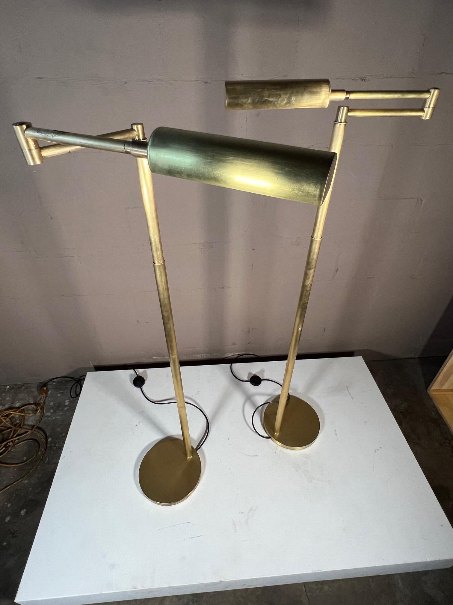 Articulated Brass Floor Lamps By Koch & Lowy  In Good Condition For Sale In St.Petersburg, FL