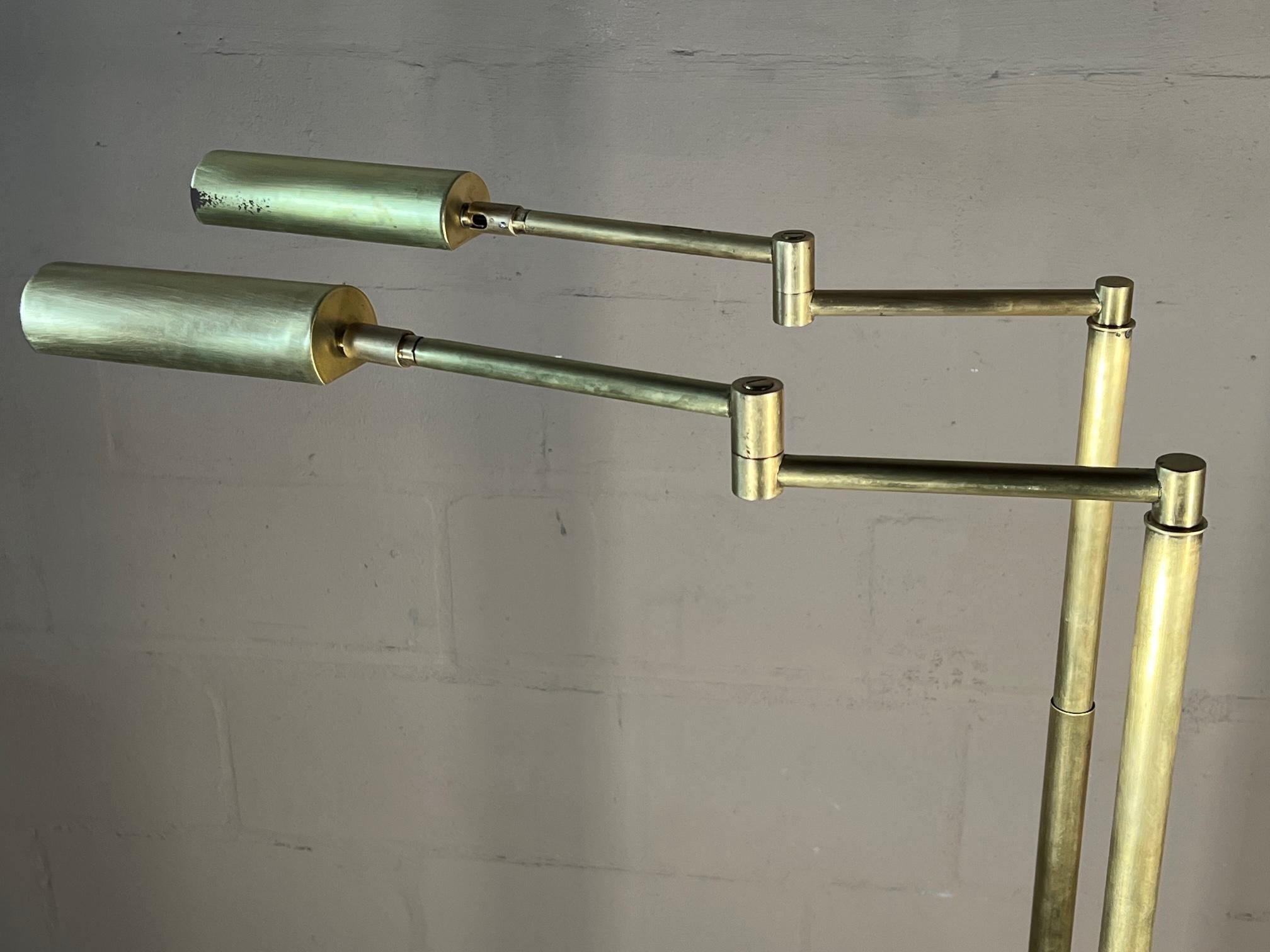 Articulated Brass Floor Lamps By Koch & Lowy  For Sale 2