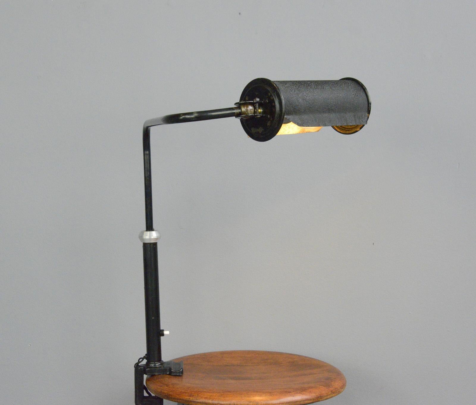 Articulated Clamp on Library Lamp, circa 1930s In Good Condition In Gloucester, GB