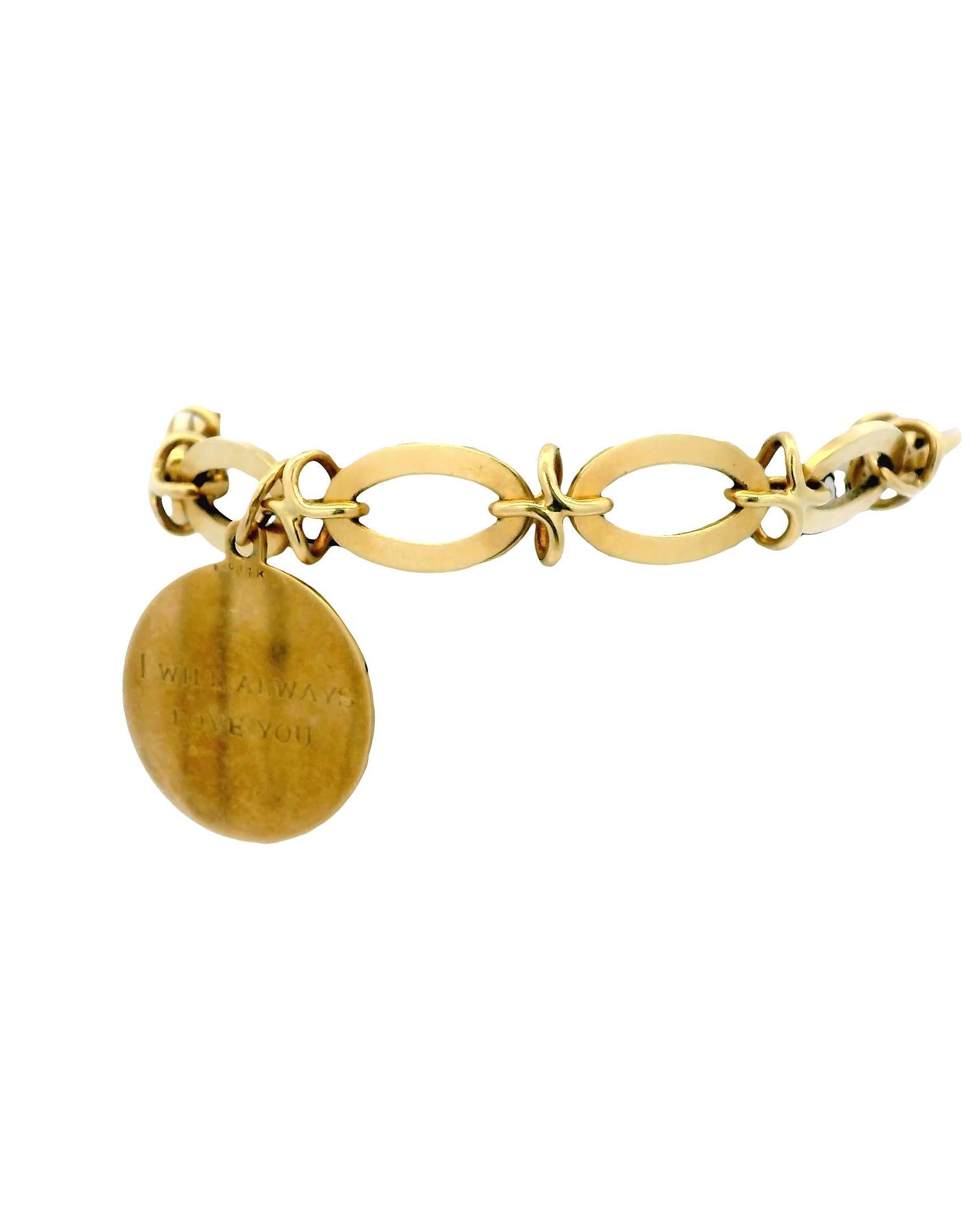 Women's Articulated Clown, Shoes & Disc 14K Charm Bracelet For Sale