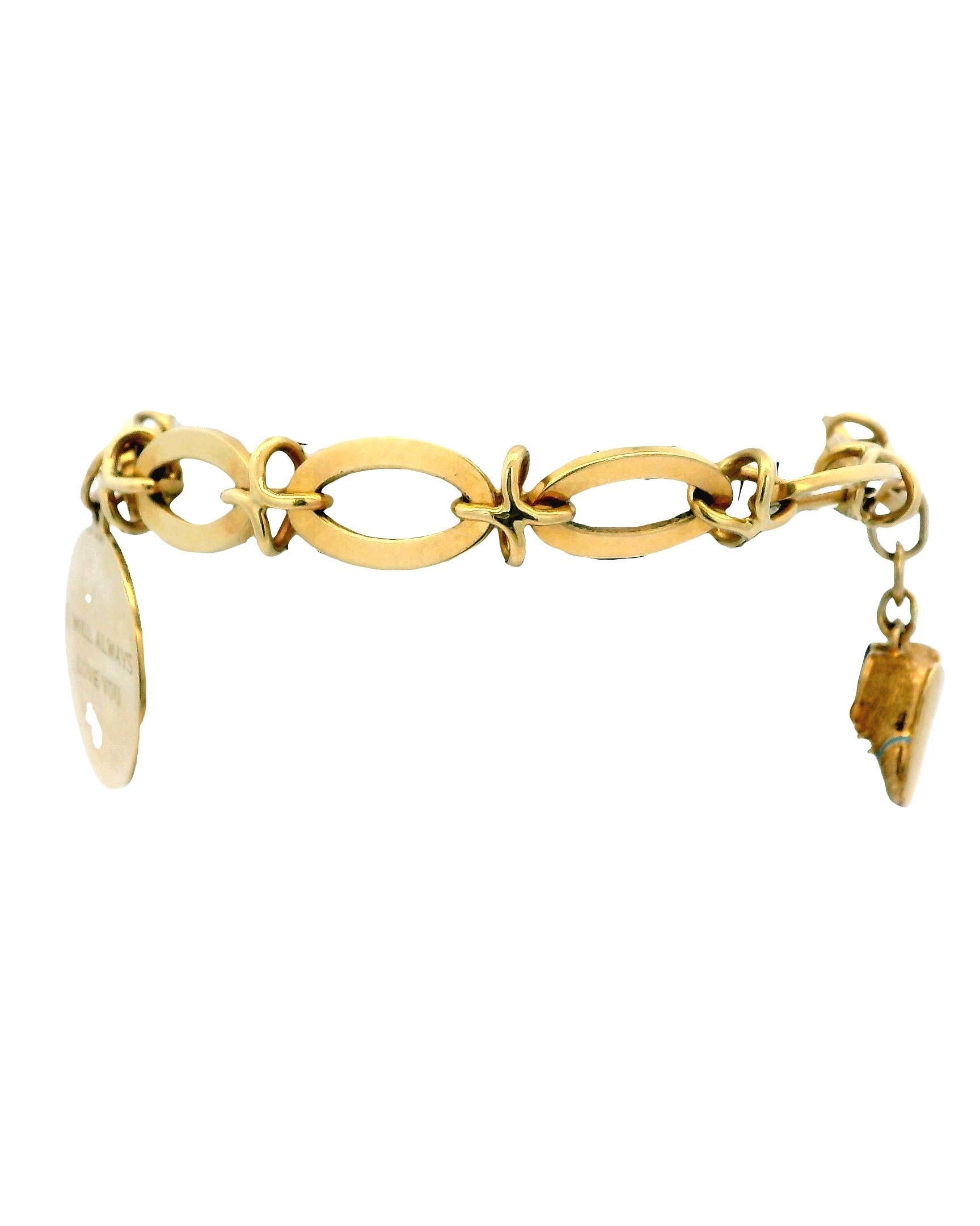 Articulated Clown, Shoes & Disc 14K Charm Bracelet For Sale 2