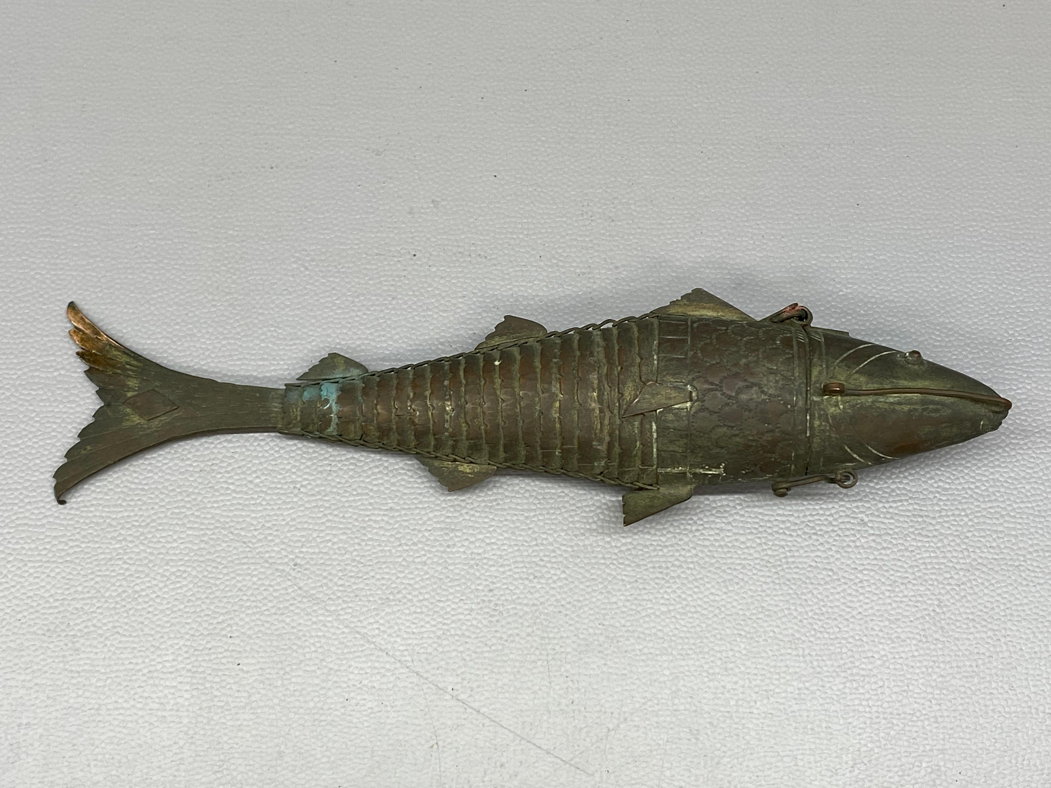 Israeli Articulated Copper Fish Besamin Spice Box
