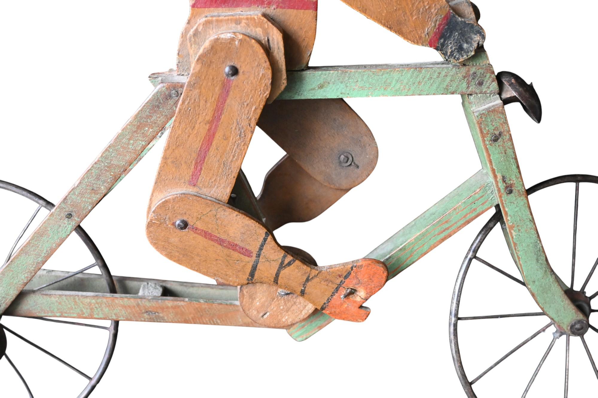 Articulated Cyclist Toy – Belgian Folk Art, Early 20th Century In Good Condition For Sale In Bilzen, BE