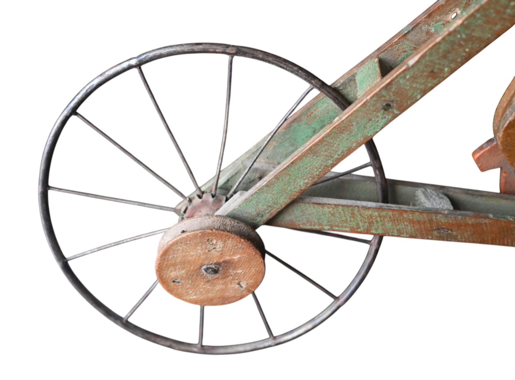 Wood Articulated Cyclist Toy – Belgian Folk Art, Early 20th Century For Sale