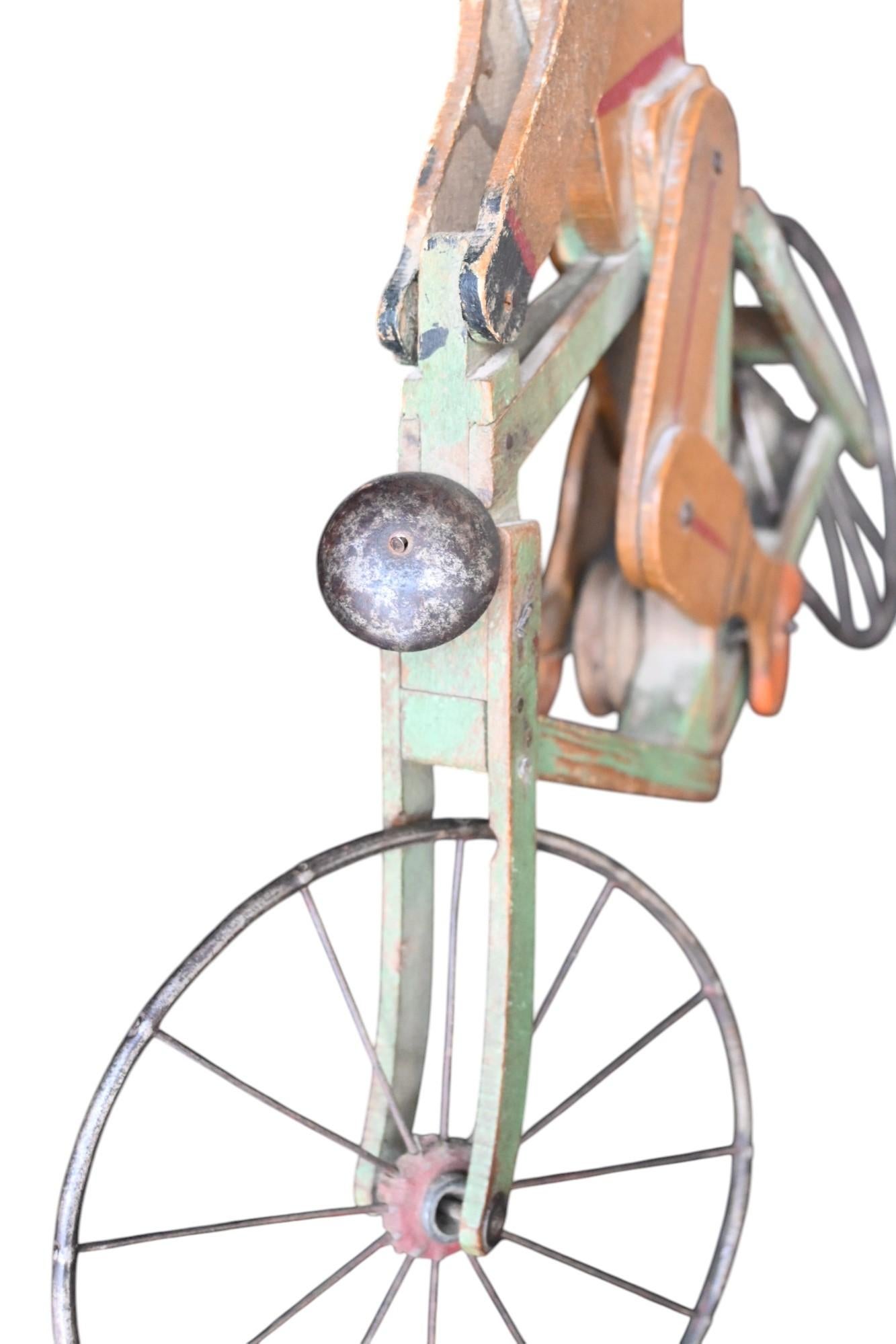 Articulated Cyclist Toy – Belgian Folk Art, Early 20th Century For Sale 1