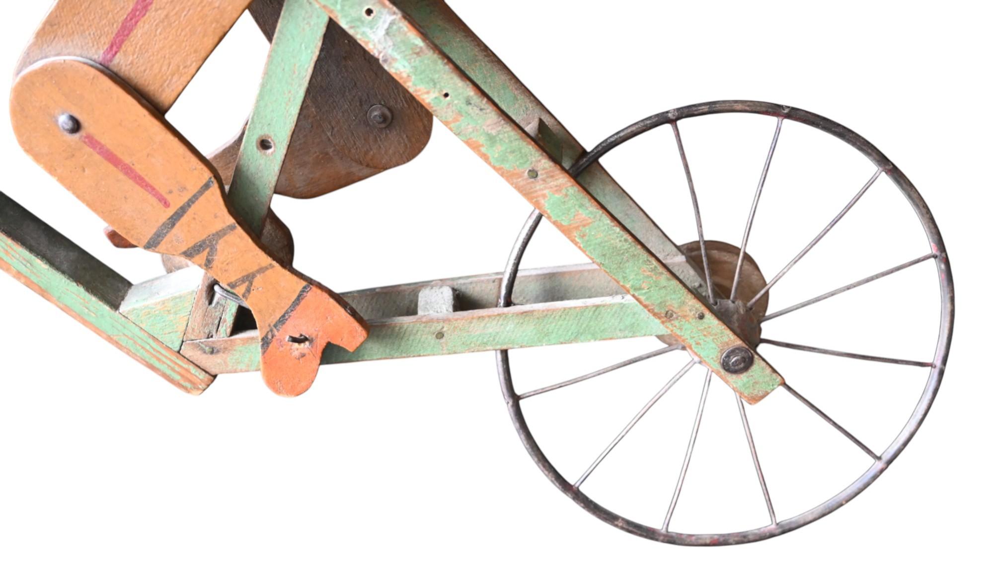 Articulated Cyclist Toy – Belgian Folk Art, Early 20th Century For Sale 2