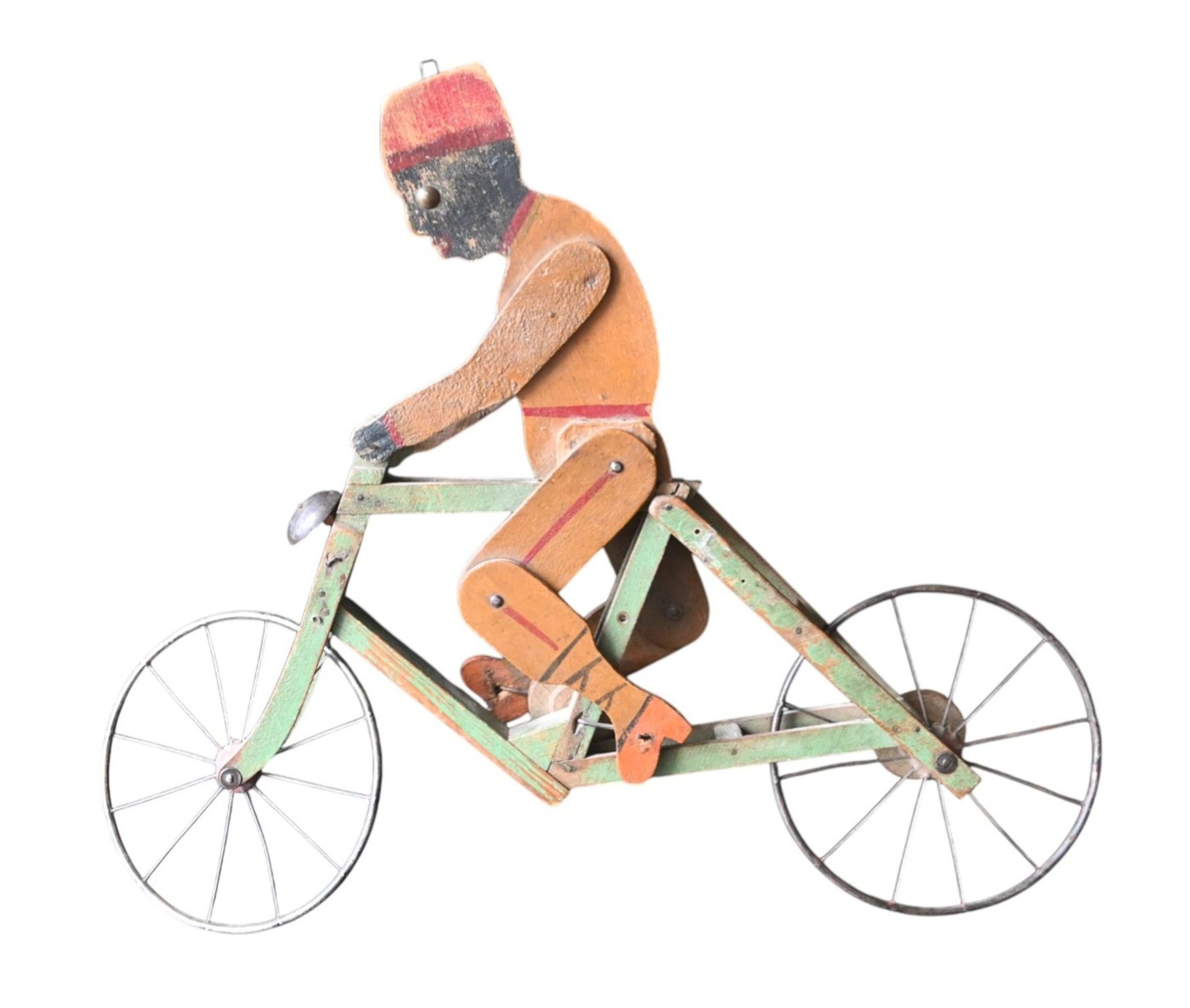 Articulated Cyclist Toy – Belgian Folk Art, Early 20th Century For Sale 3