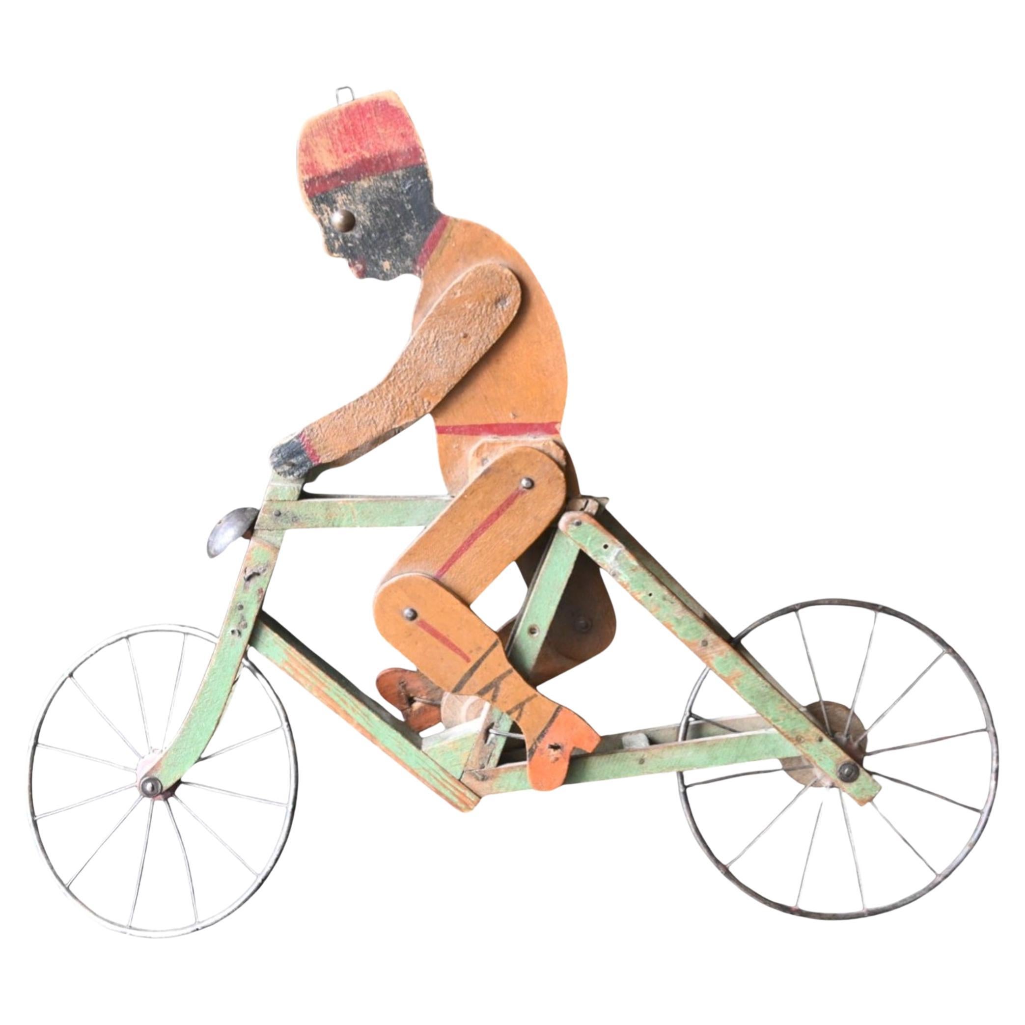 Articulated Cyclist Toy – Belgian Folk Art, Early 20th Century