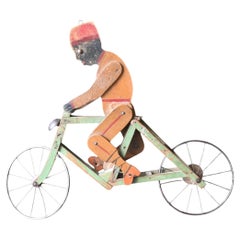 Antique Articulated Cyclist Toy – Belgian Folk Art, Early 20th Century