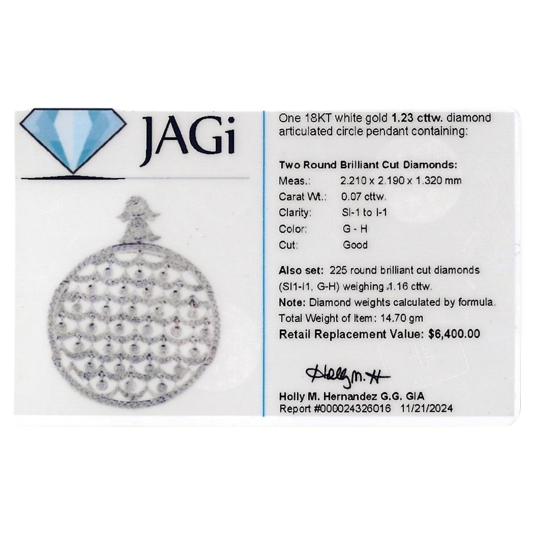 Pendentif circulaire articulé à motif festonné en or blanc 18 carats en vente 5