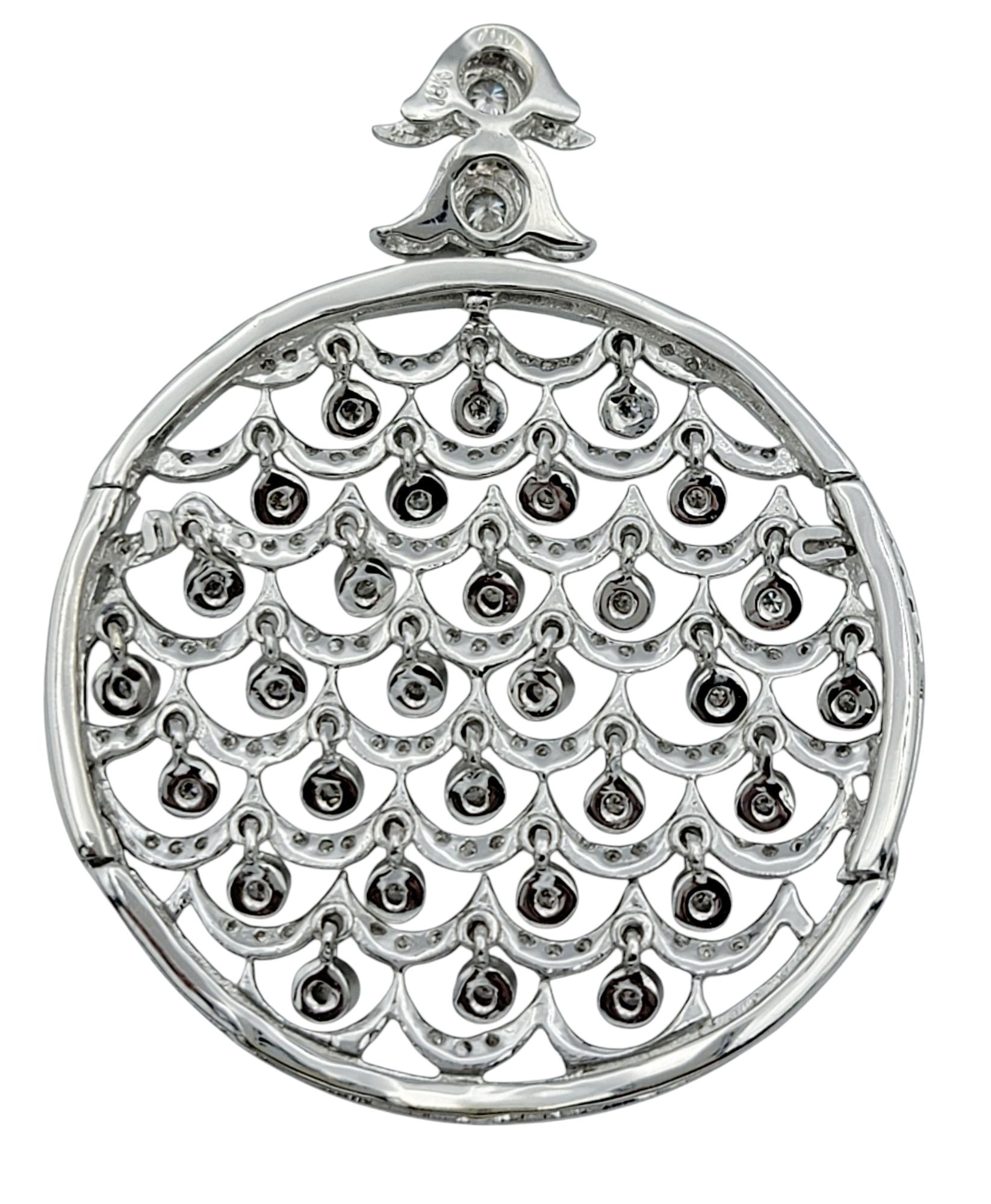 Pendentif circulaire articulé à motif festonné en or blanc 18 carats Bon état - En vente à Scottsdale, AZ