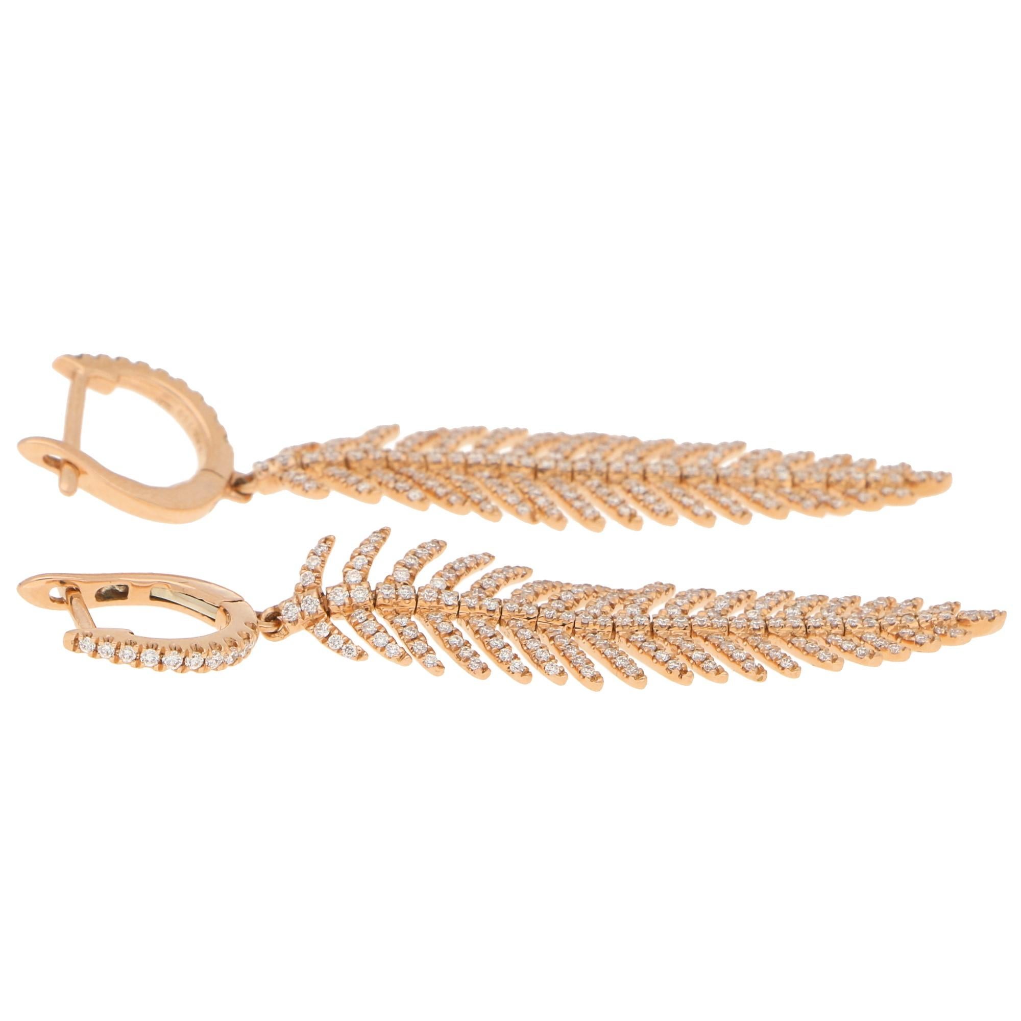 rose gold feather earrings