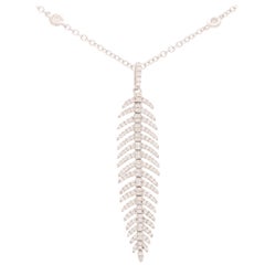 Articulated Diamond Feather Necklace in 18 Karat White Gold