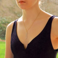 Articulated Diamond Feather Necklace in 18 Karat Yellow Gold