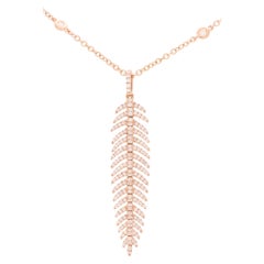 Articulated Diamond Feather Necklace Set in 18 Karat Rose Gold