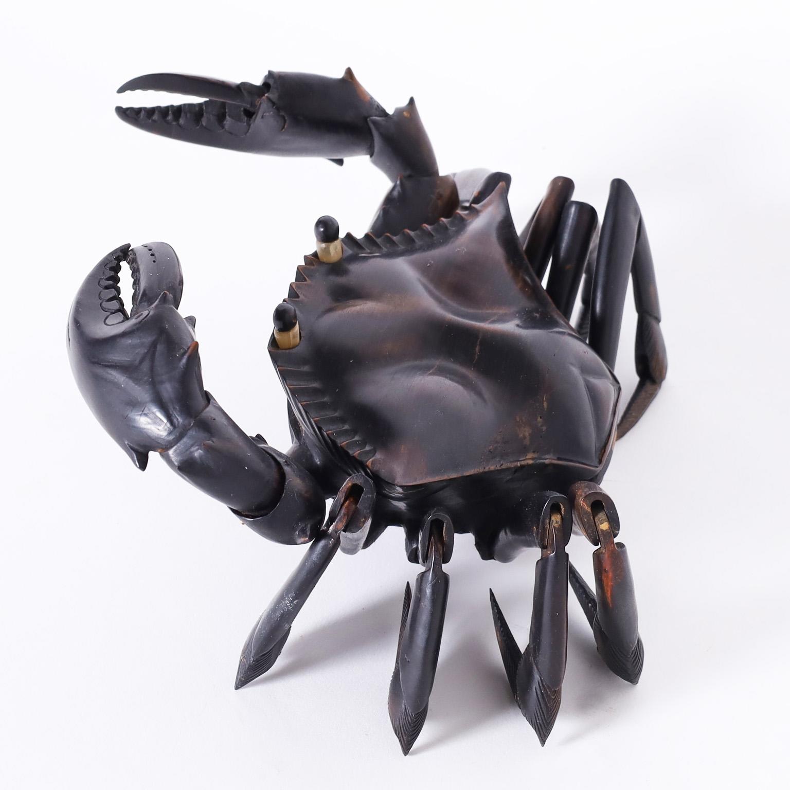 Hand-Crafted Articulated Ebony Crab
